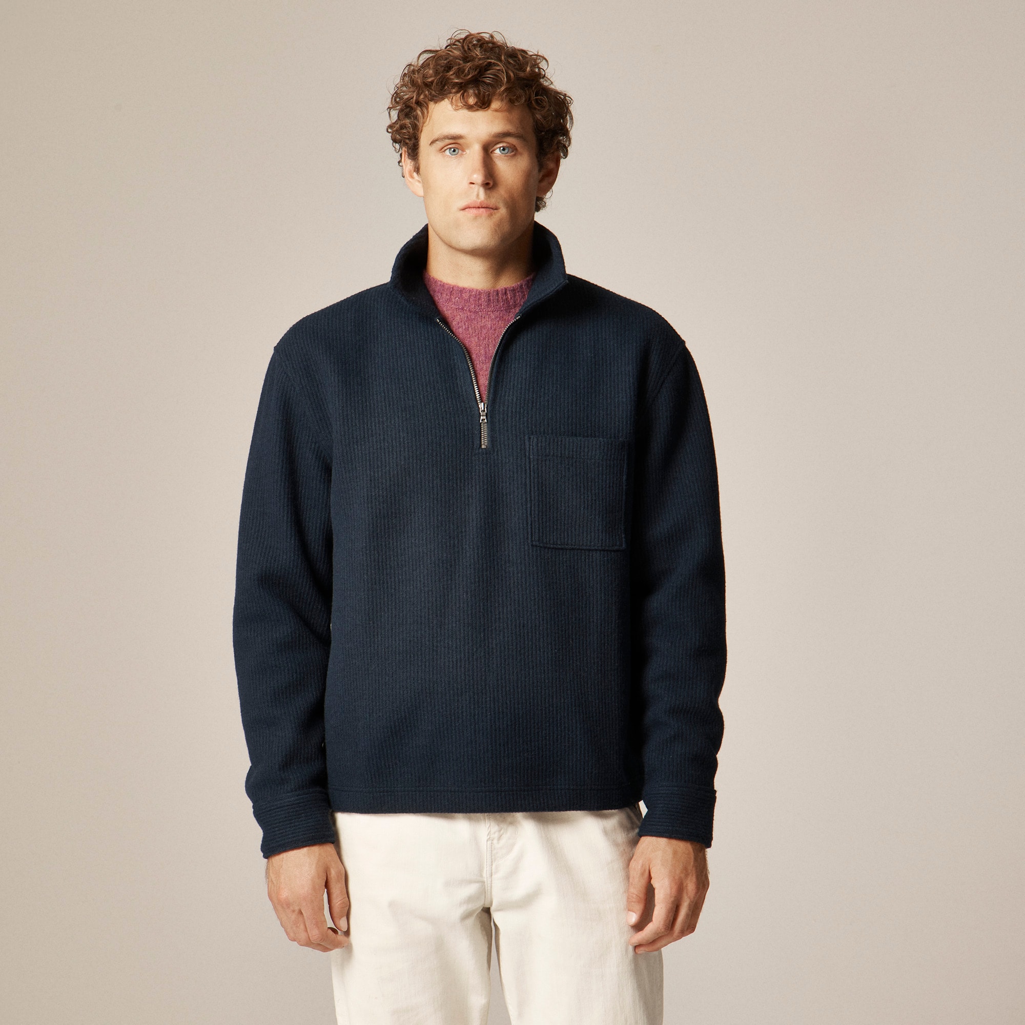  Boiled rib half-zip pullover