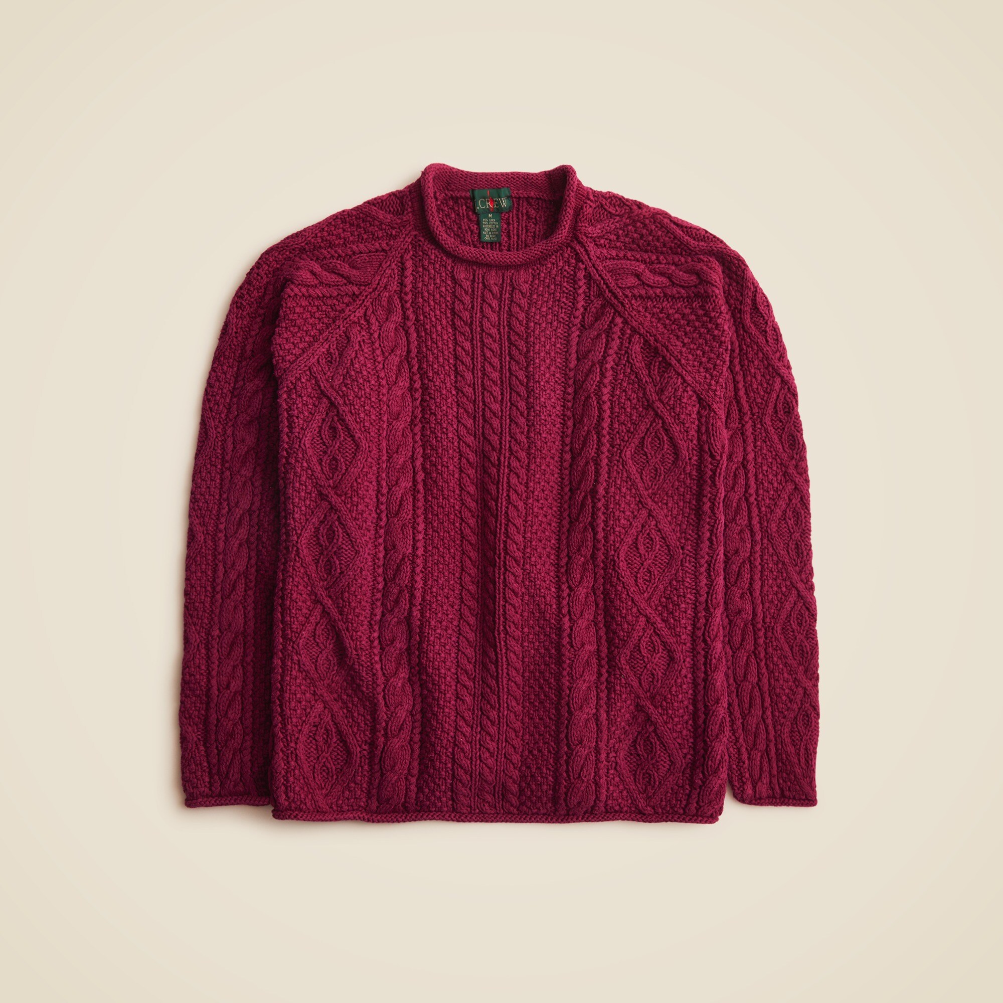 【90’s J.CREW】Roll Neck Wool Sweater Vintage J.Crew '90s Linen-cotton Blend Cable-knit Rollneck