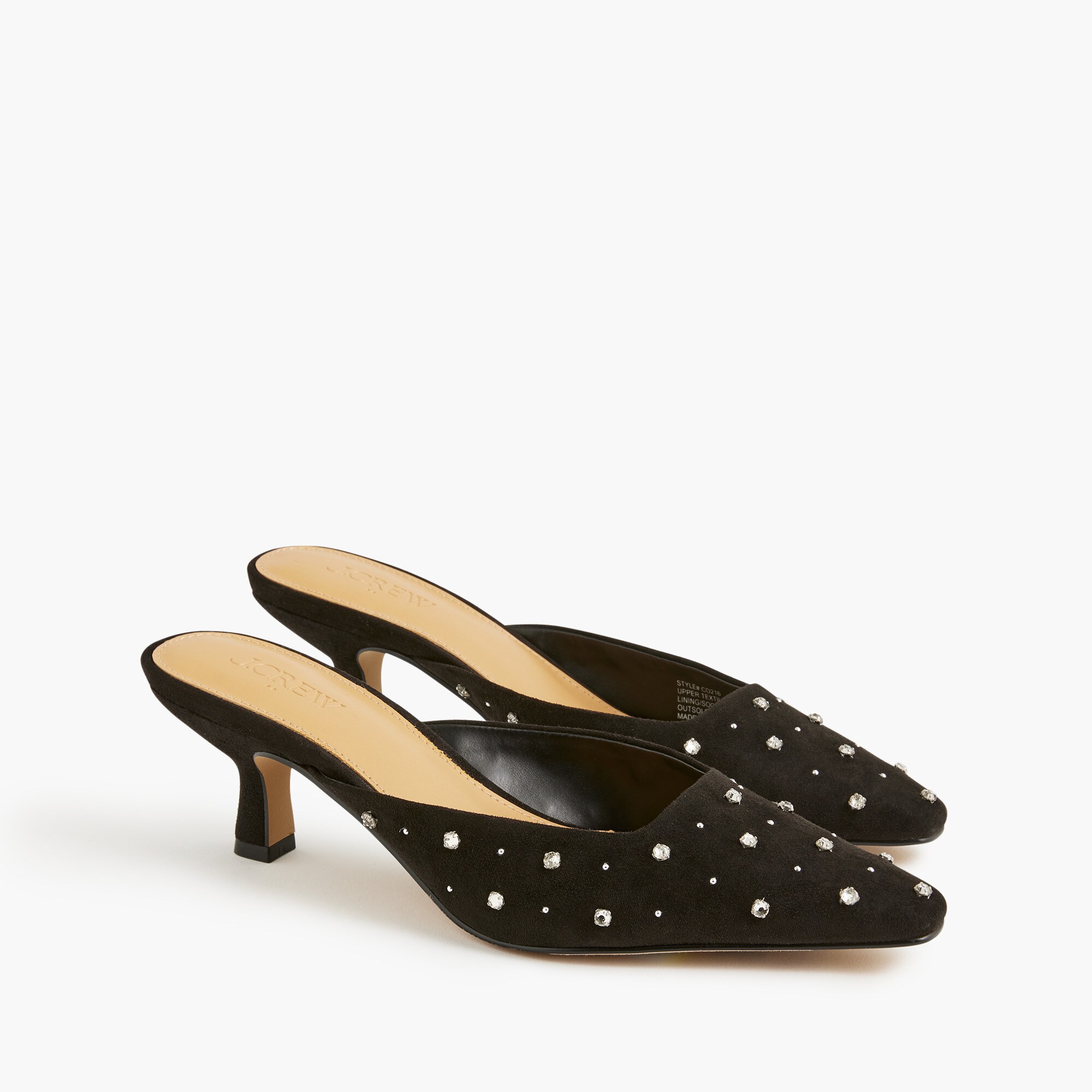 Embellished-heel mules