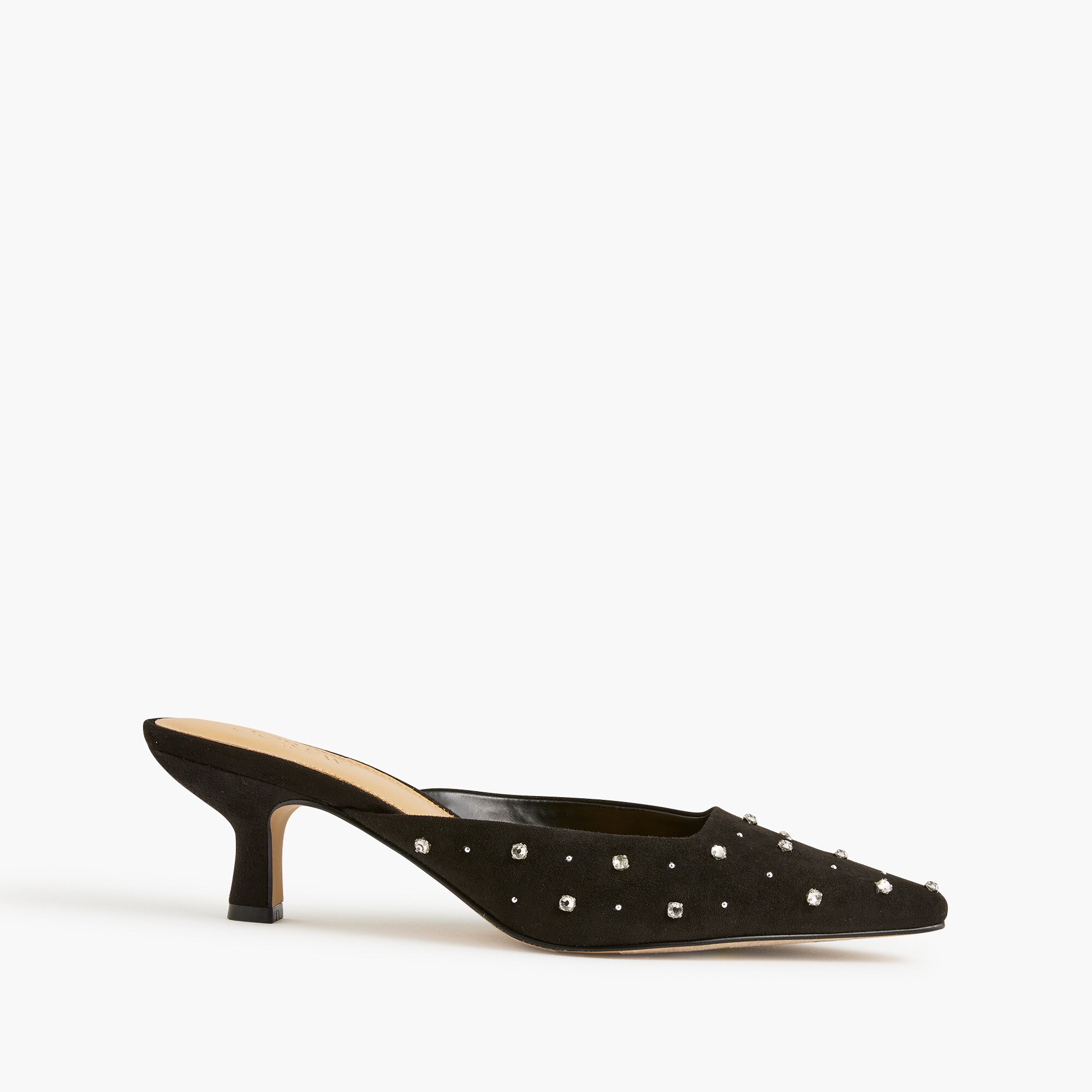 Embellished-heel mules