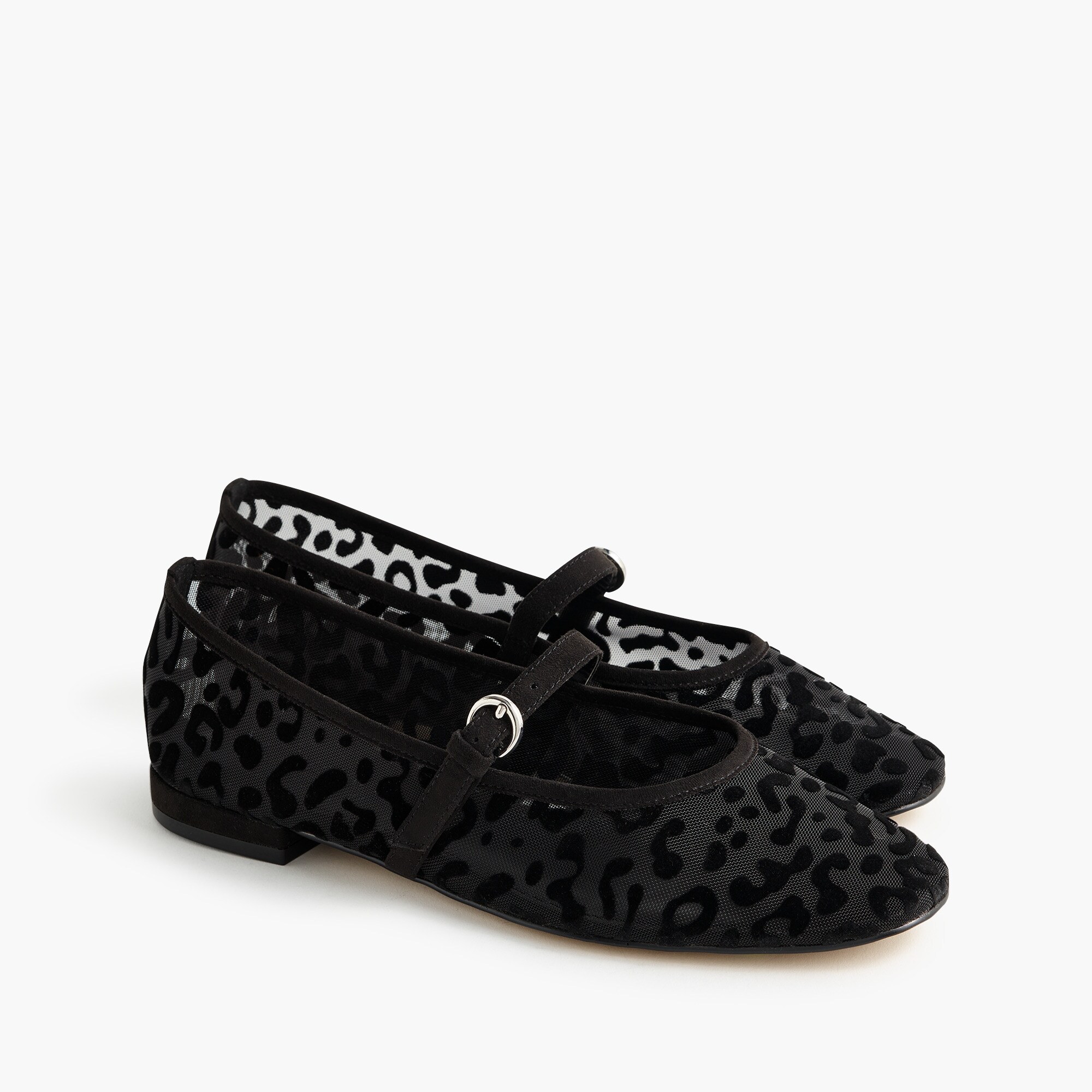Leopard Mesh Mary Jane Flats For Women | Factory