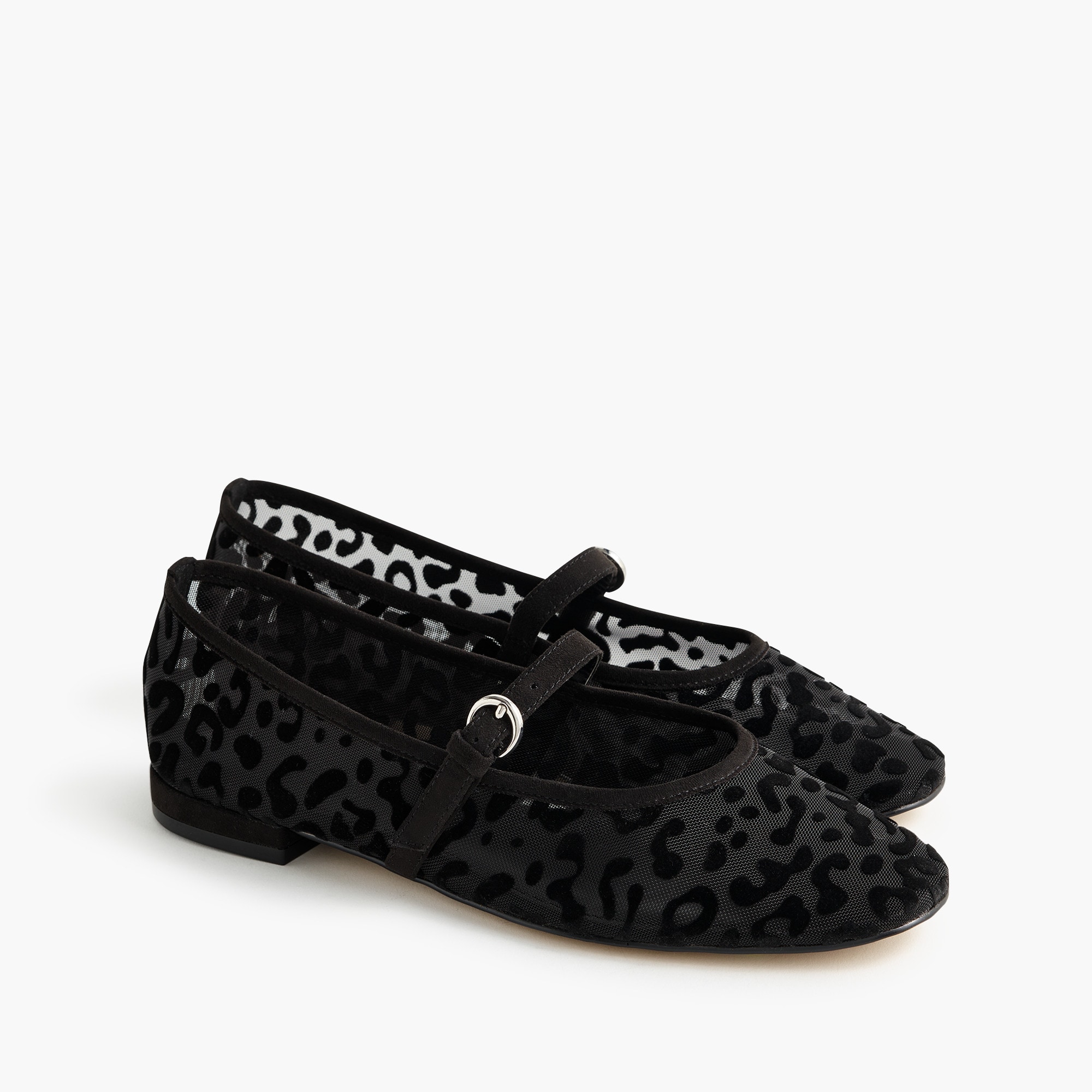  Leopard mesh Mary Jane flats