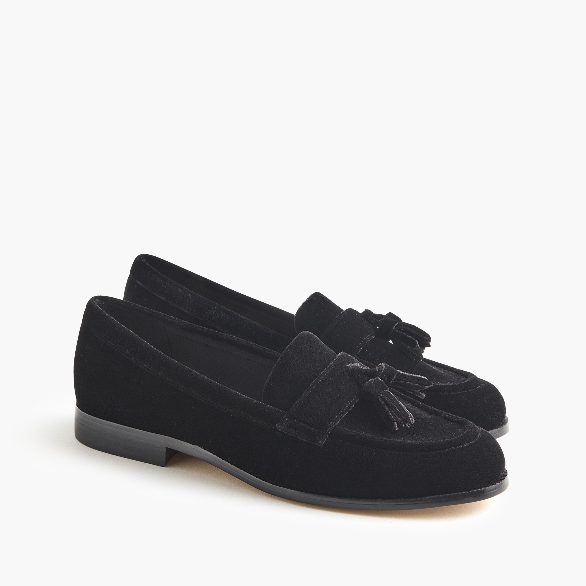 velvet tassel low-heeled loafers for women