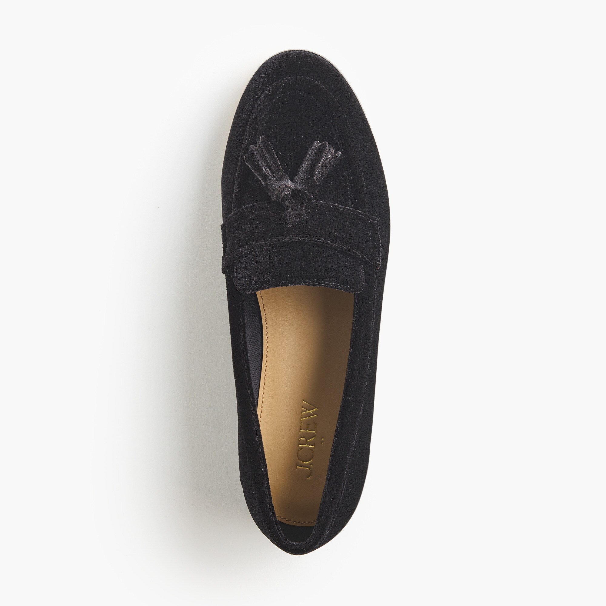 Velvet tassel low-heeled loafers