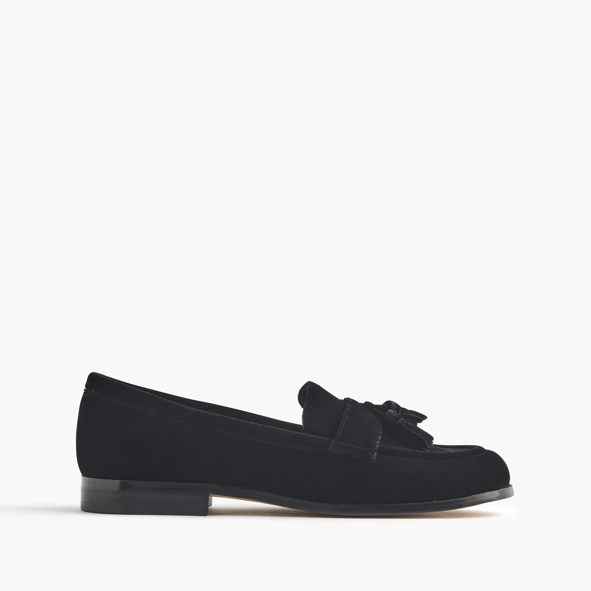 Velvet tassel low-heeled loafers