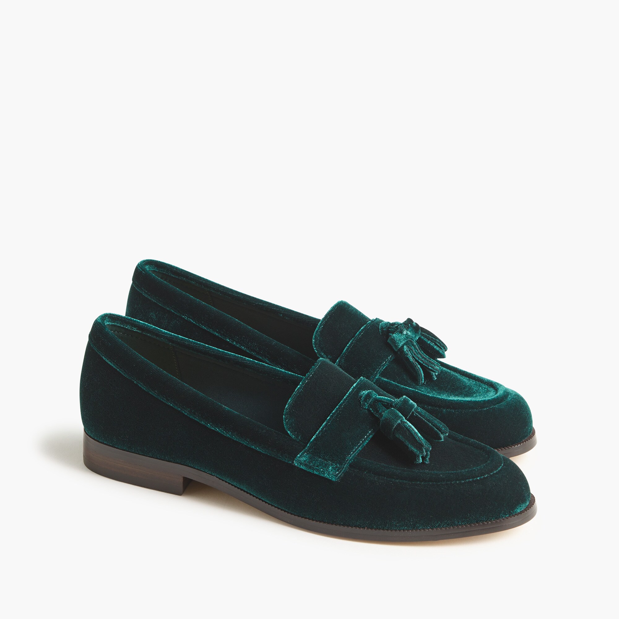Velvet tassel low-heeled loafers