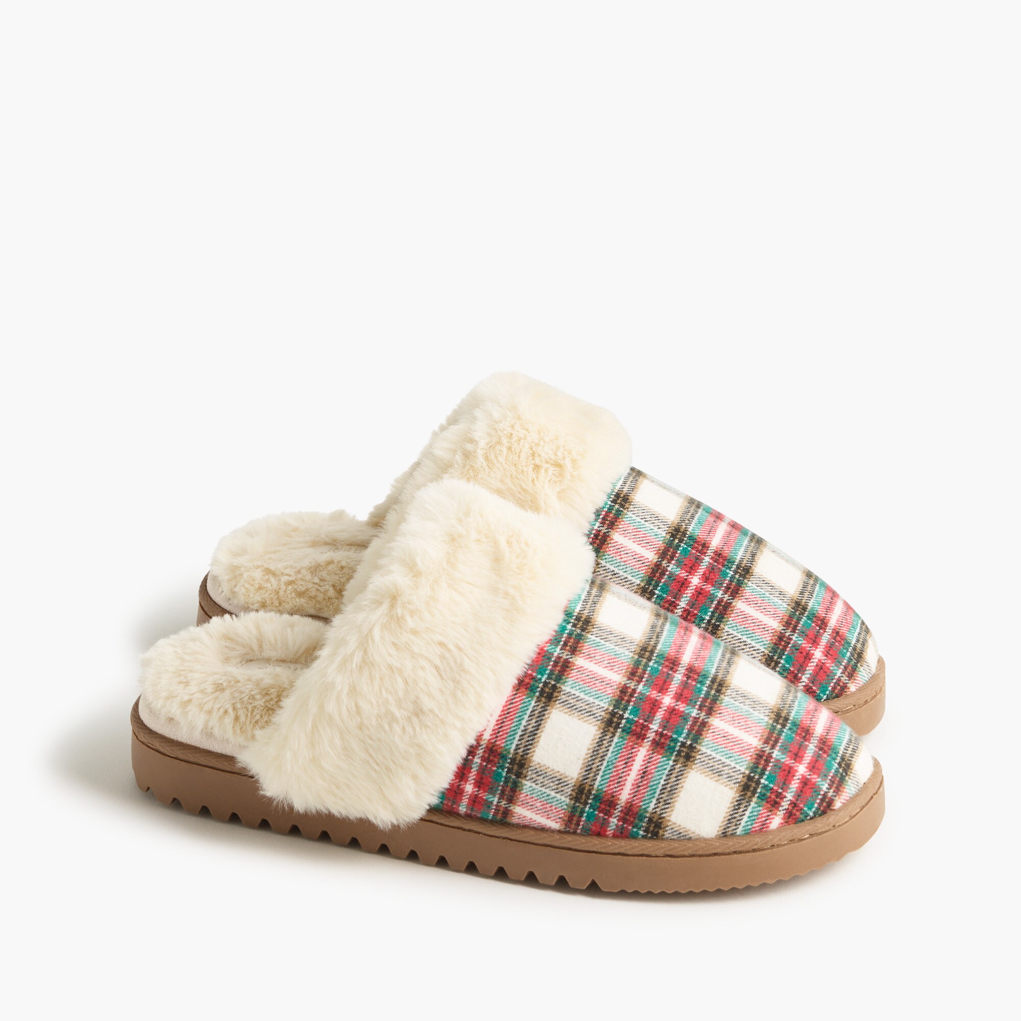 tartan scuff slippers for women