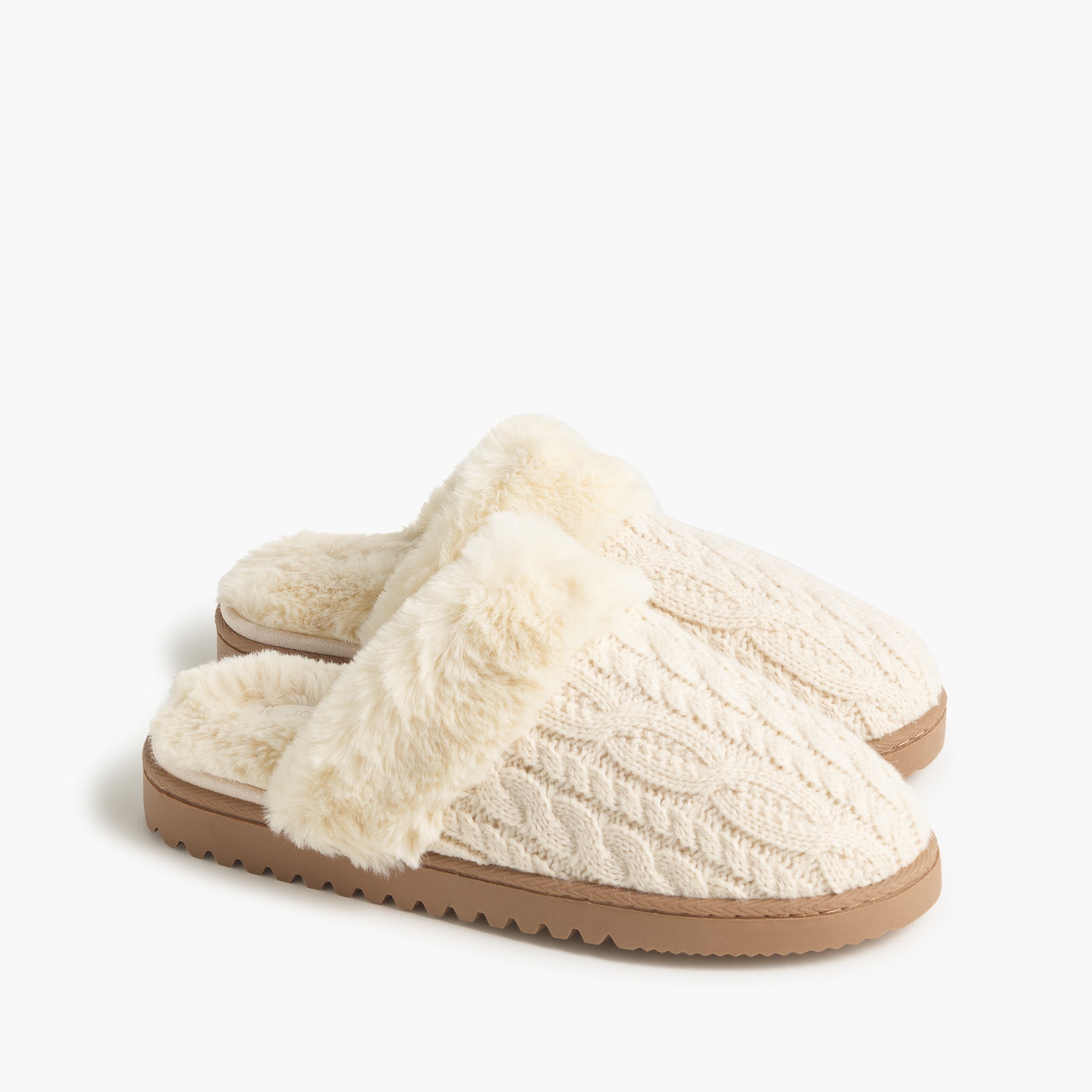 cable-knit scuff slippers for women