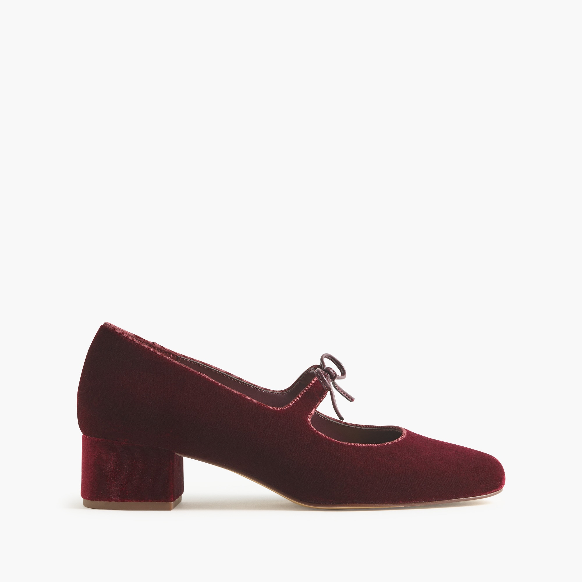 Velvet bow tie–heeled Mary Janes