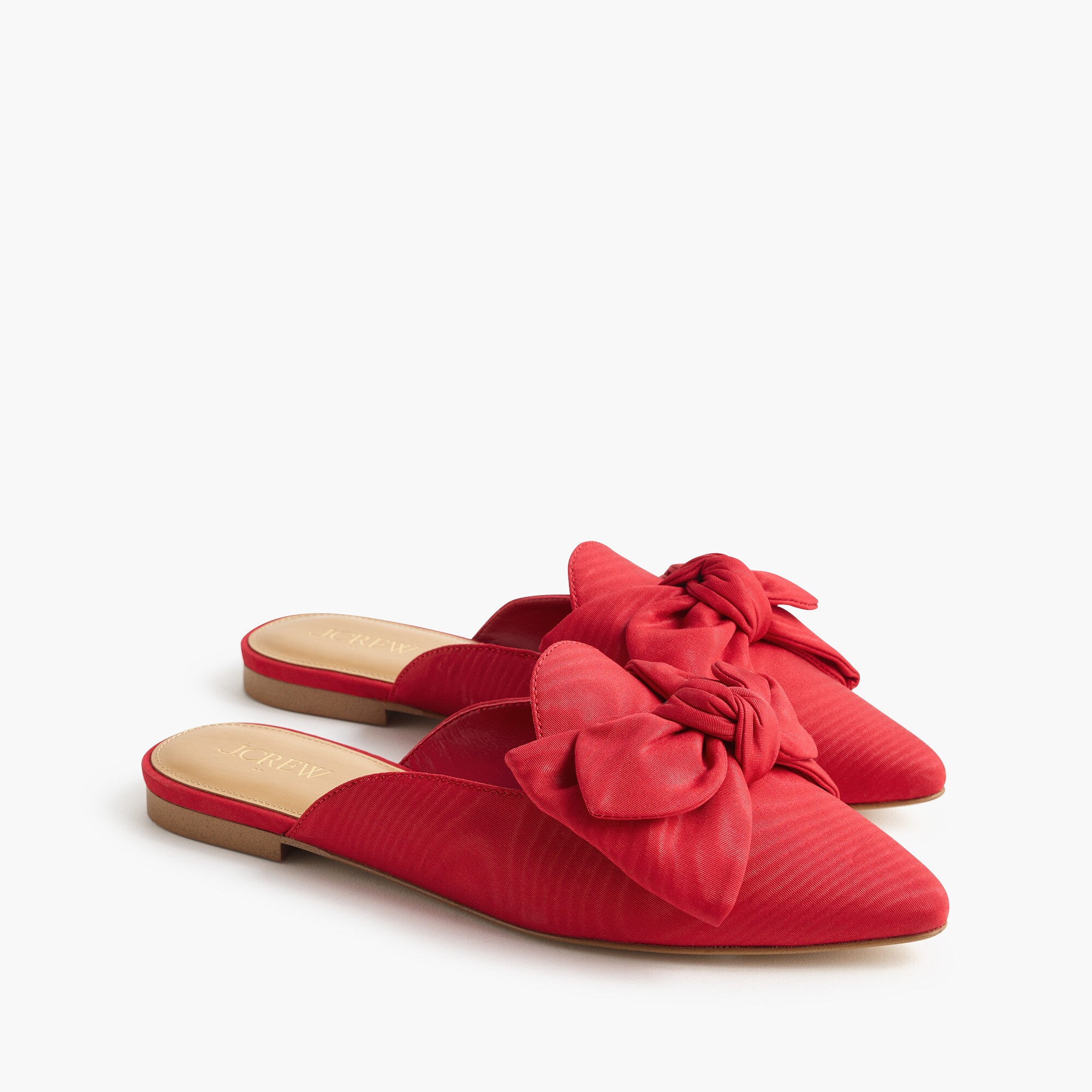 Pointed-toe bow mule flats