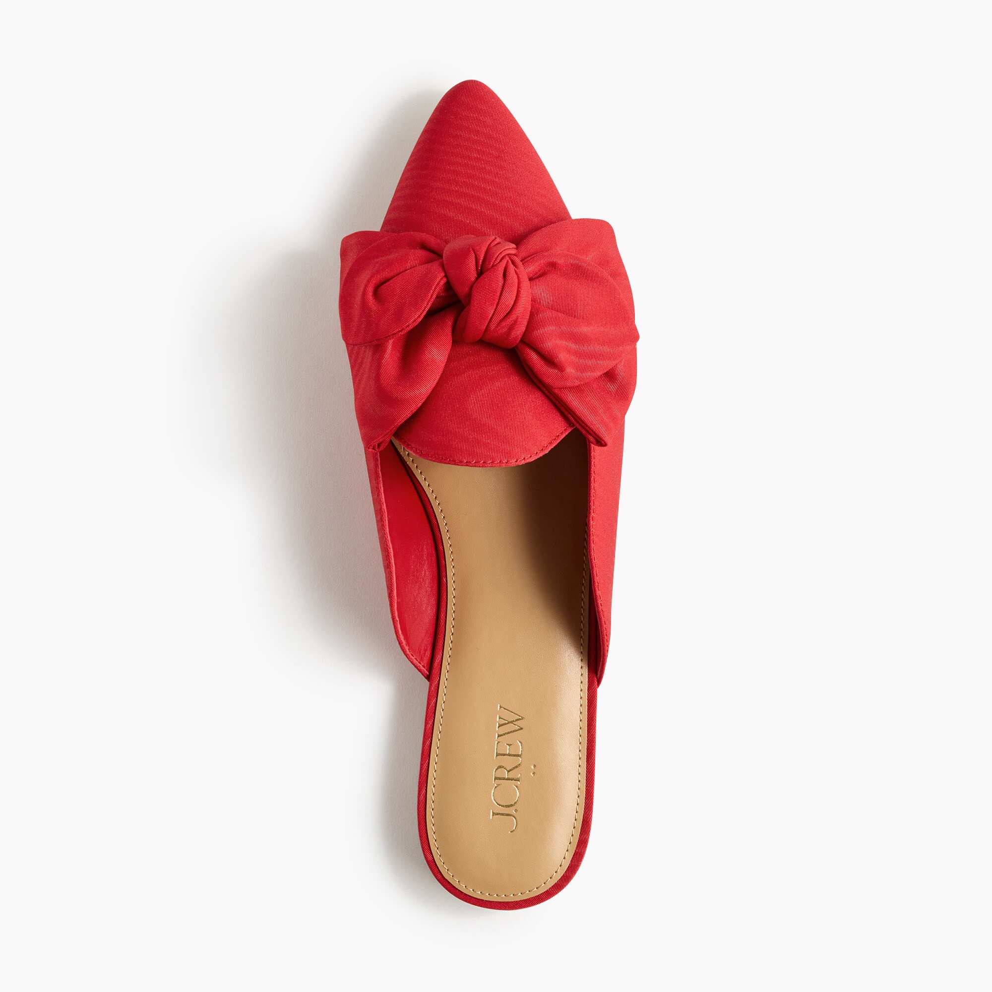 Pointed-toe bow mule flats