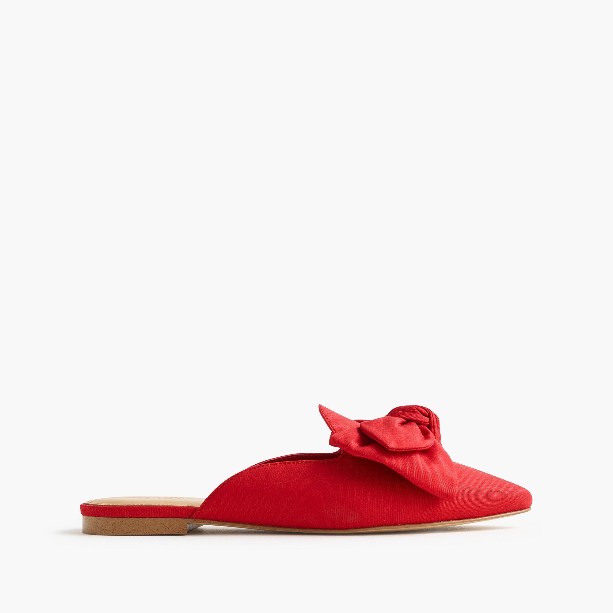 Pointed-toe bow mule flats
