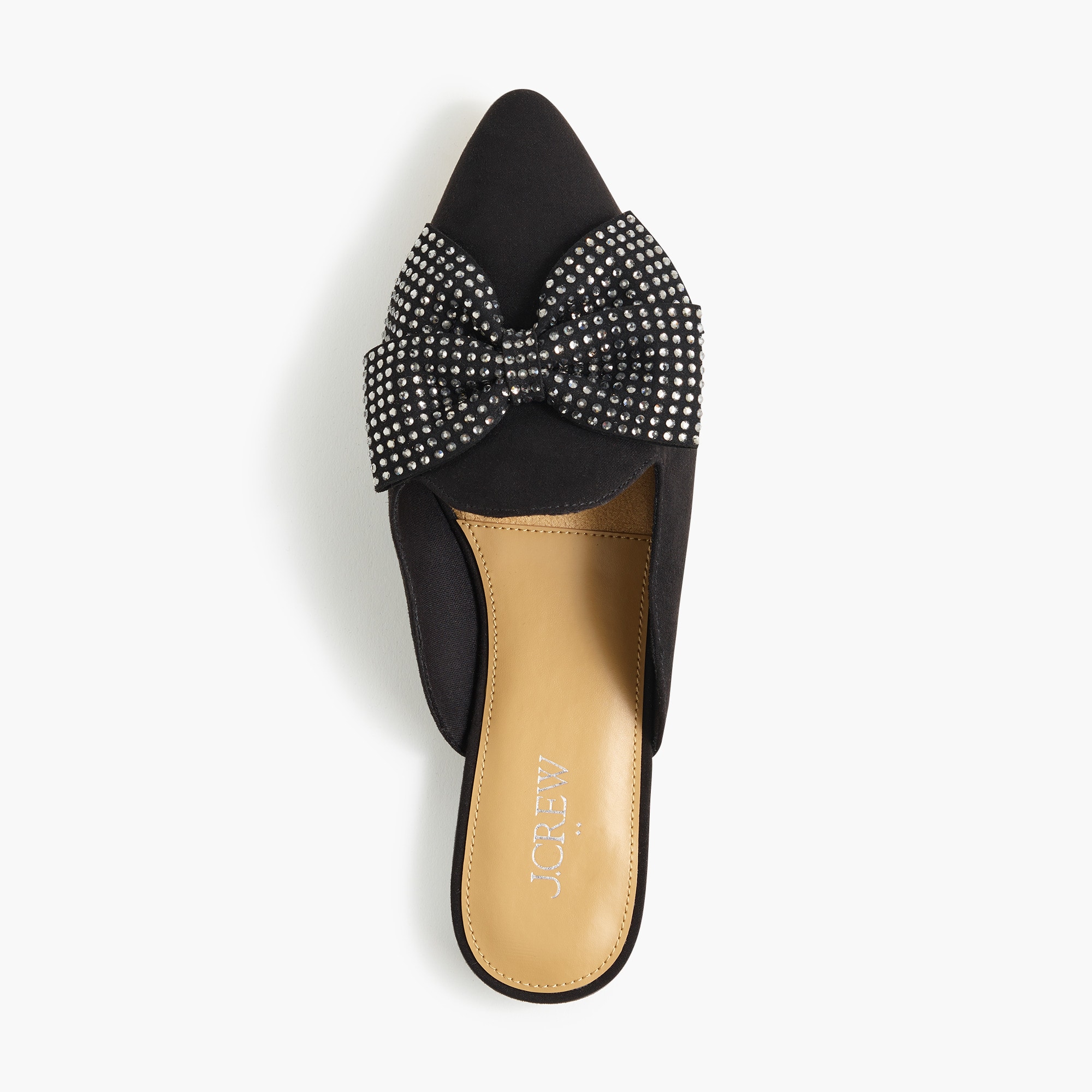 Rhinestone bow mule flats