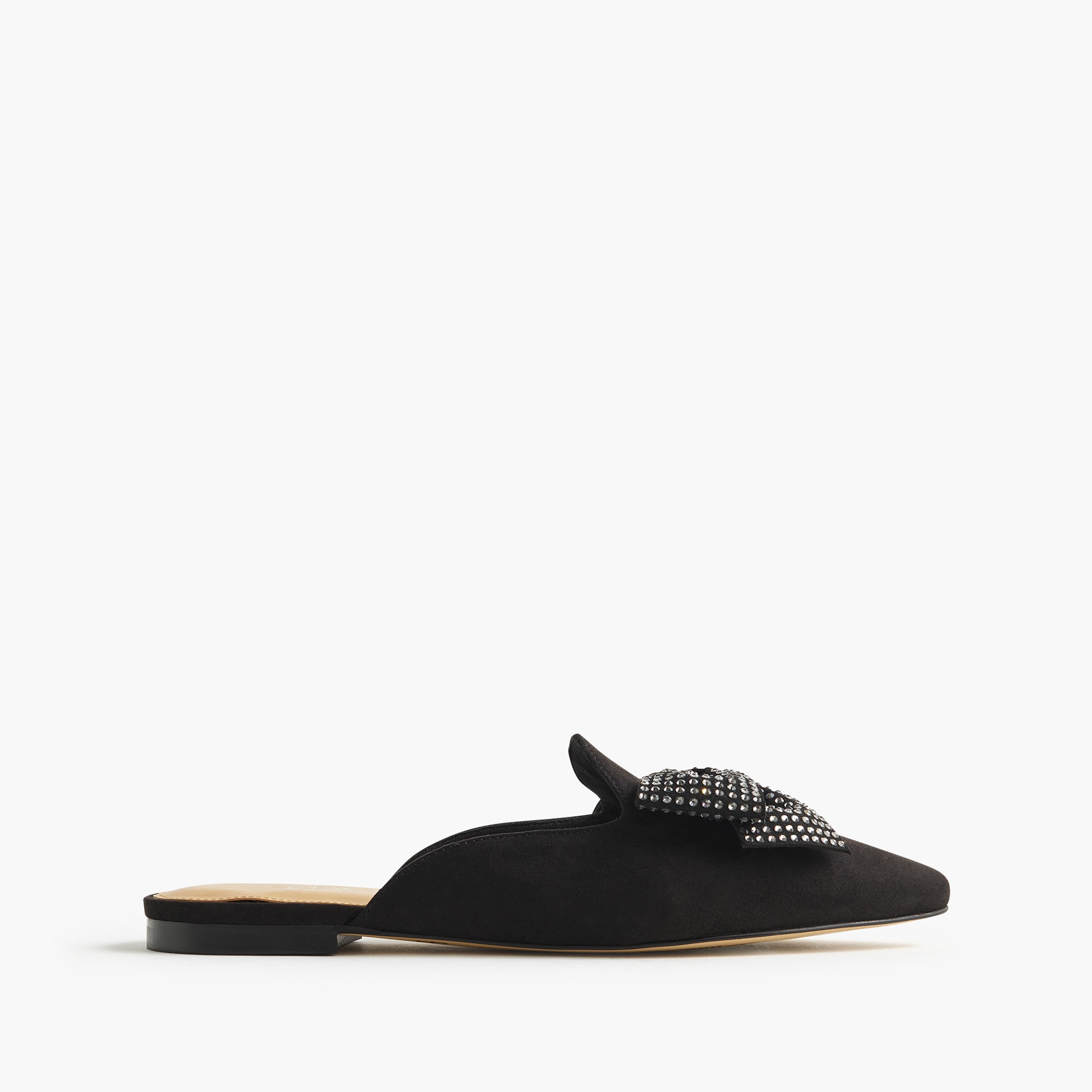 Rhinestone bow mule flats
