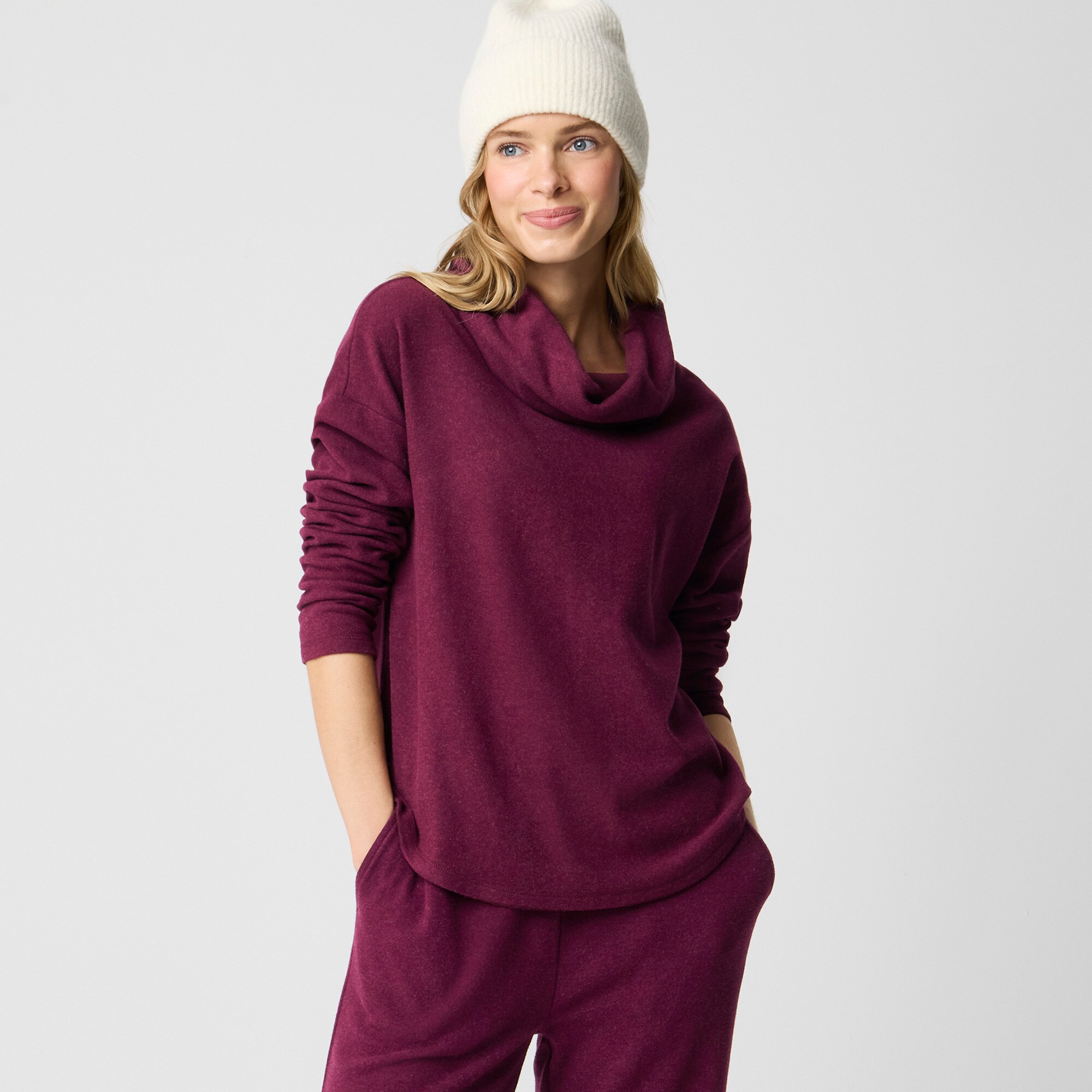 womens Cowlneck pullover in cloudspun yarn