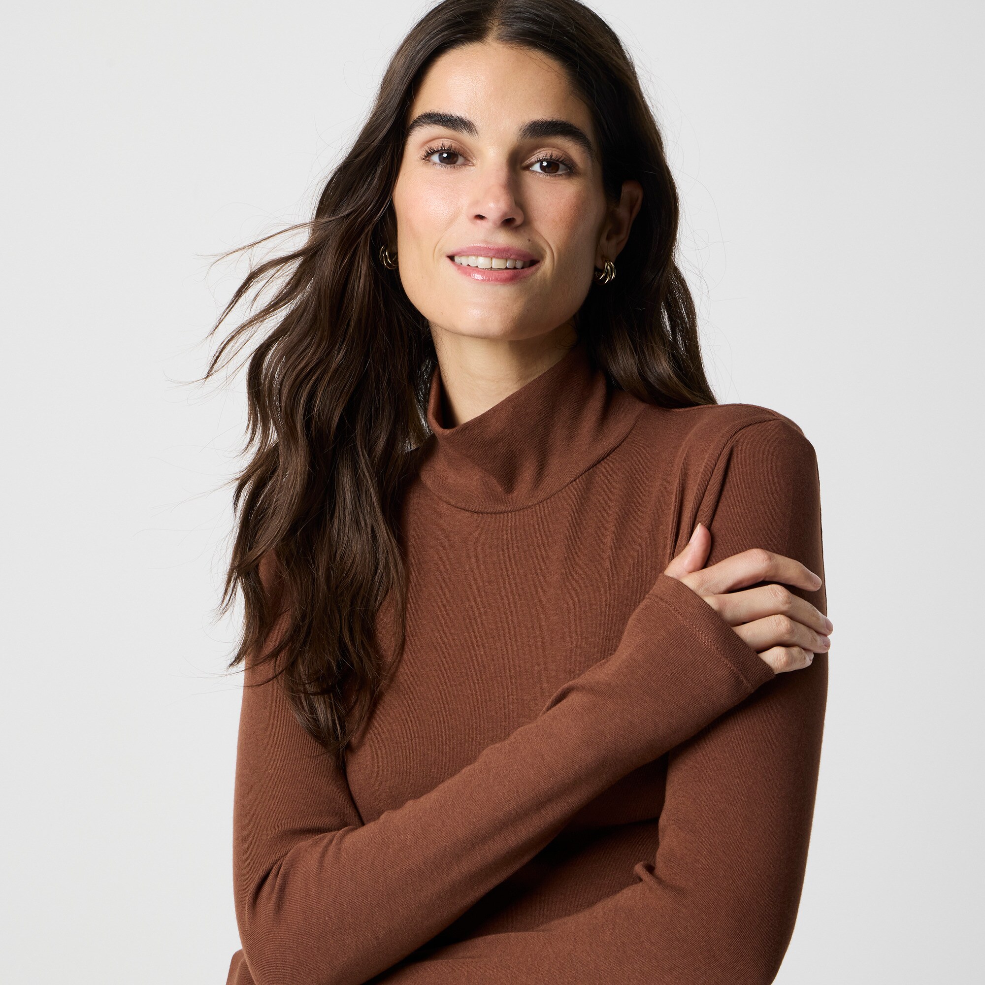 Long-sleeve everyday mockneck tee