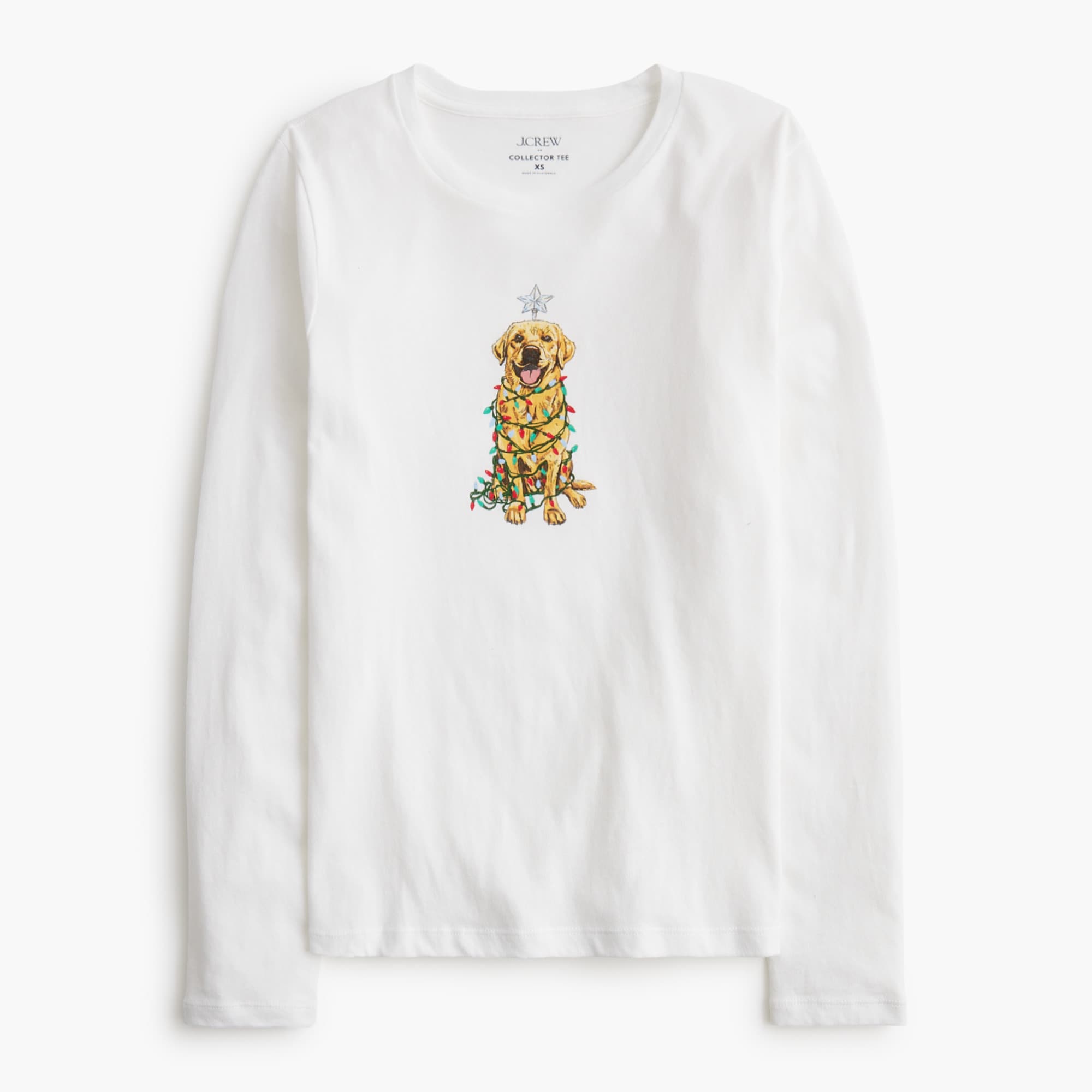  Long-sleeve holiday dog graphic tee