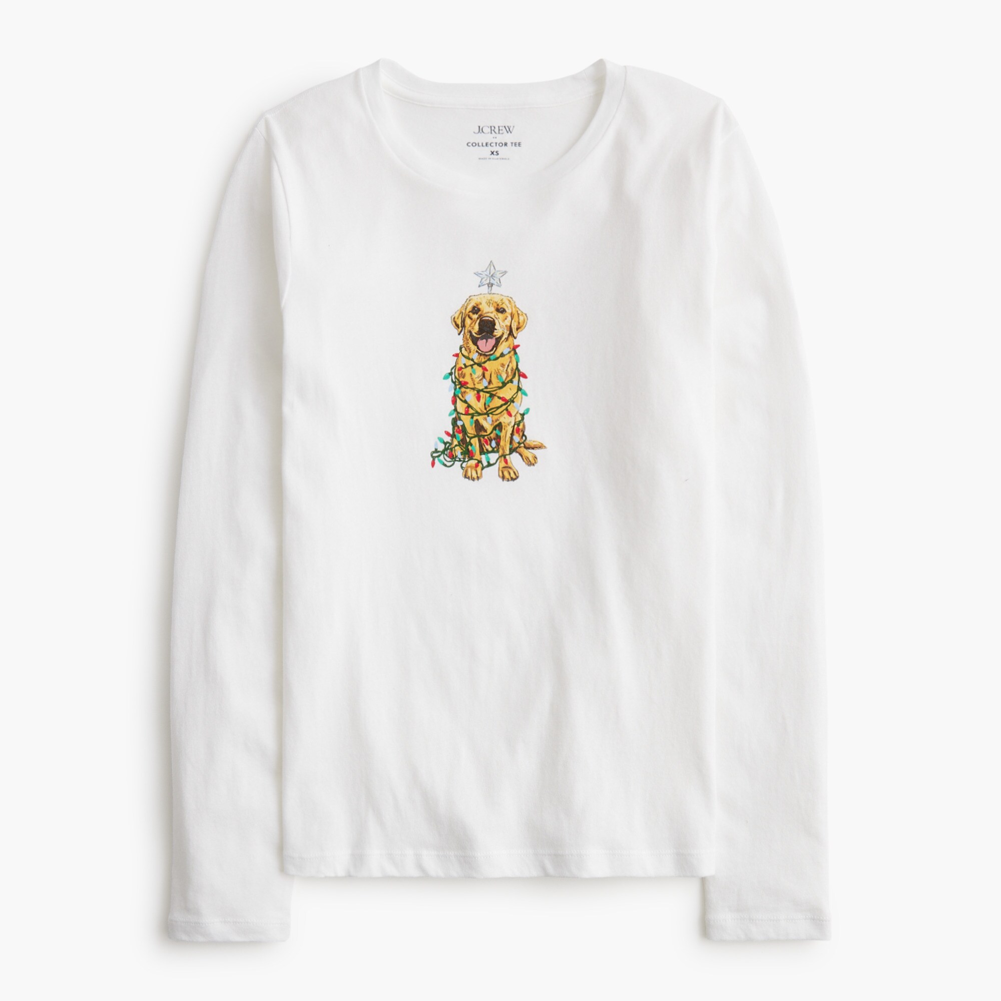 long-sleeve holiday dog graphic tee for women