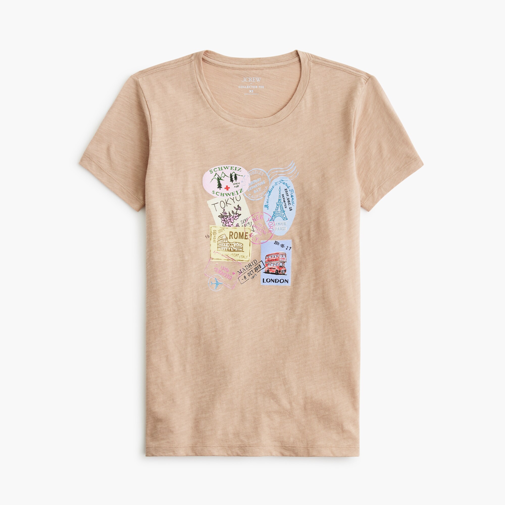 travel stamps graphic tee for women