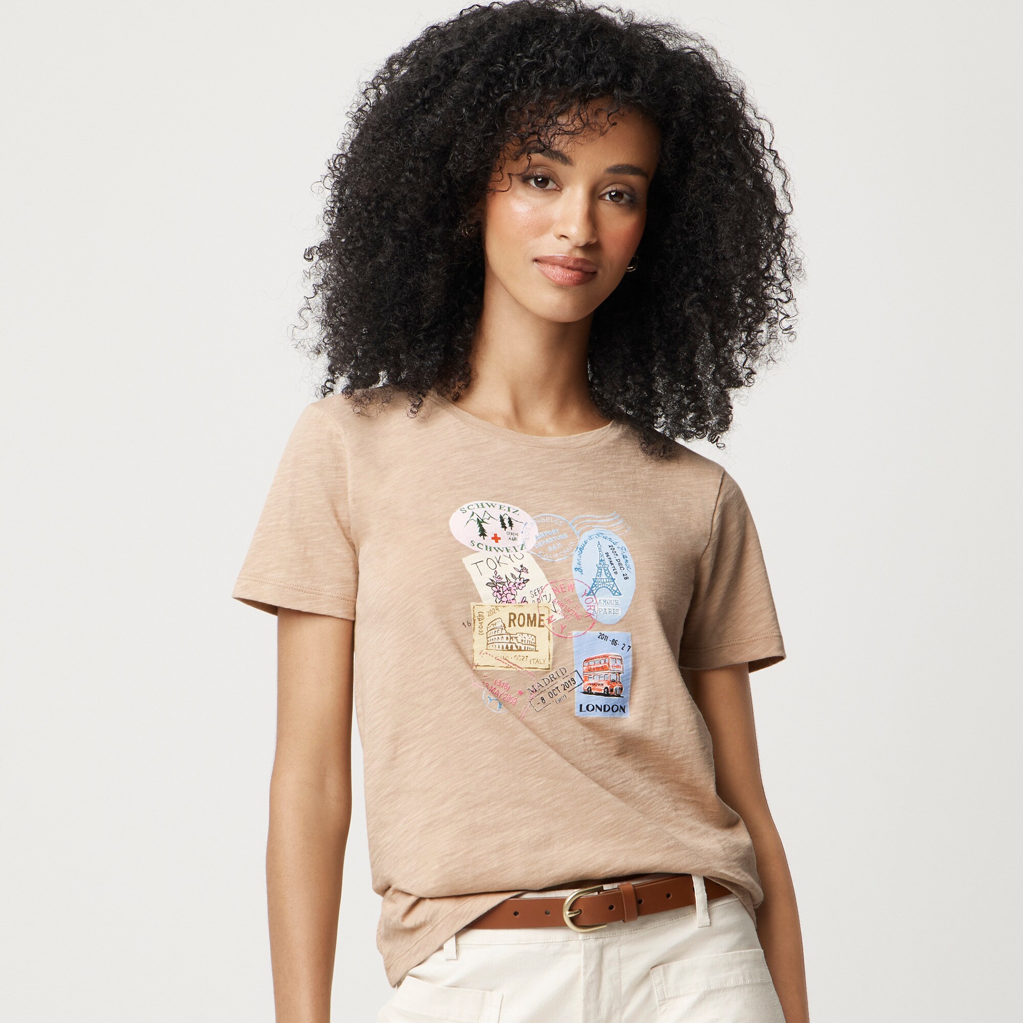 womens Travel stamps graphic tee