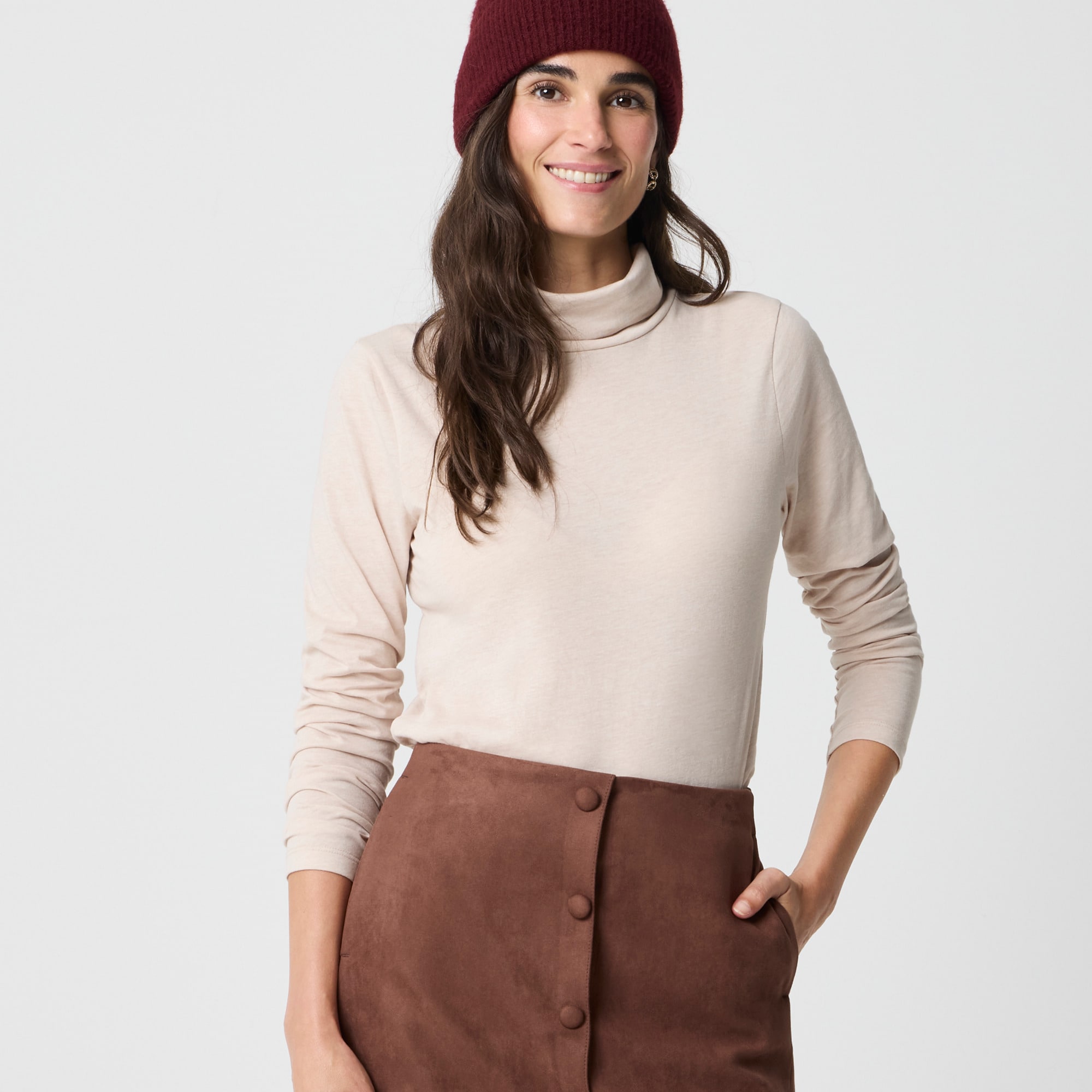 Heathered tissue turtleneck