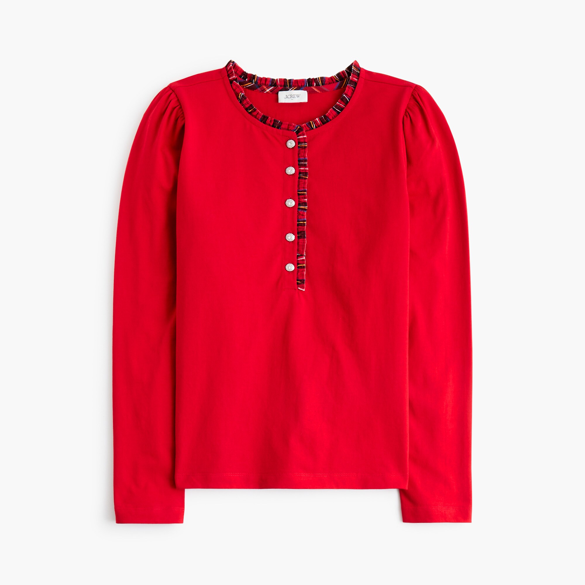 Long-sleeve tartan and jewels henley