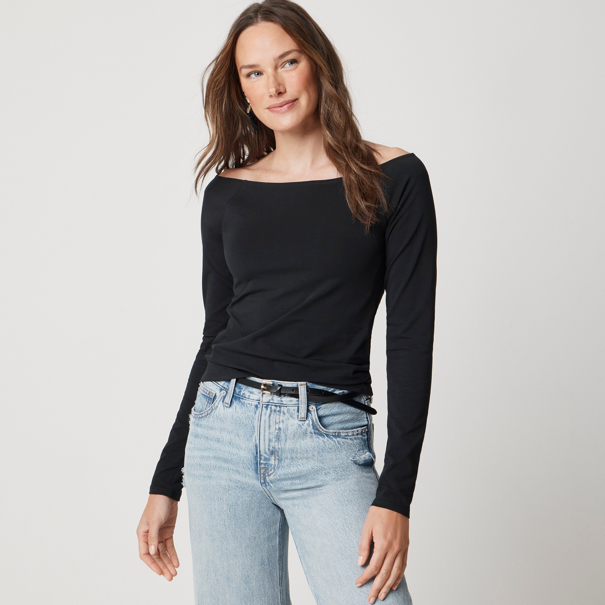  Cotton-blend off-the-shoulder top