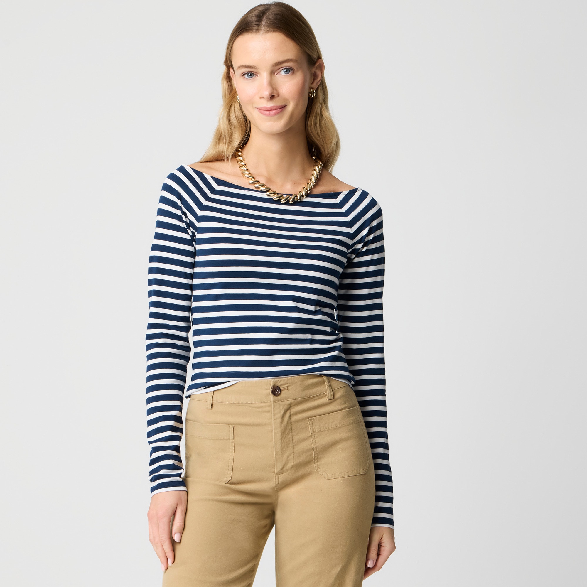 Cotton-blend off-the-shoulder top