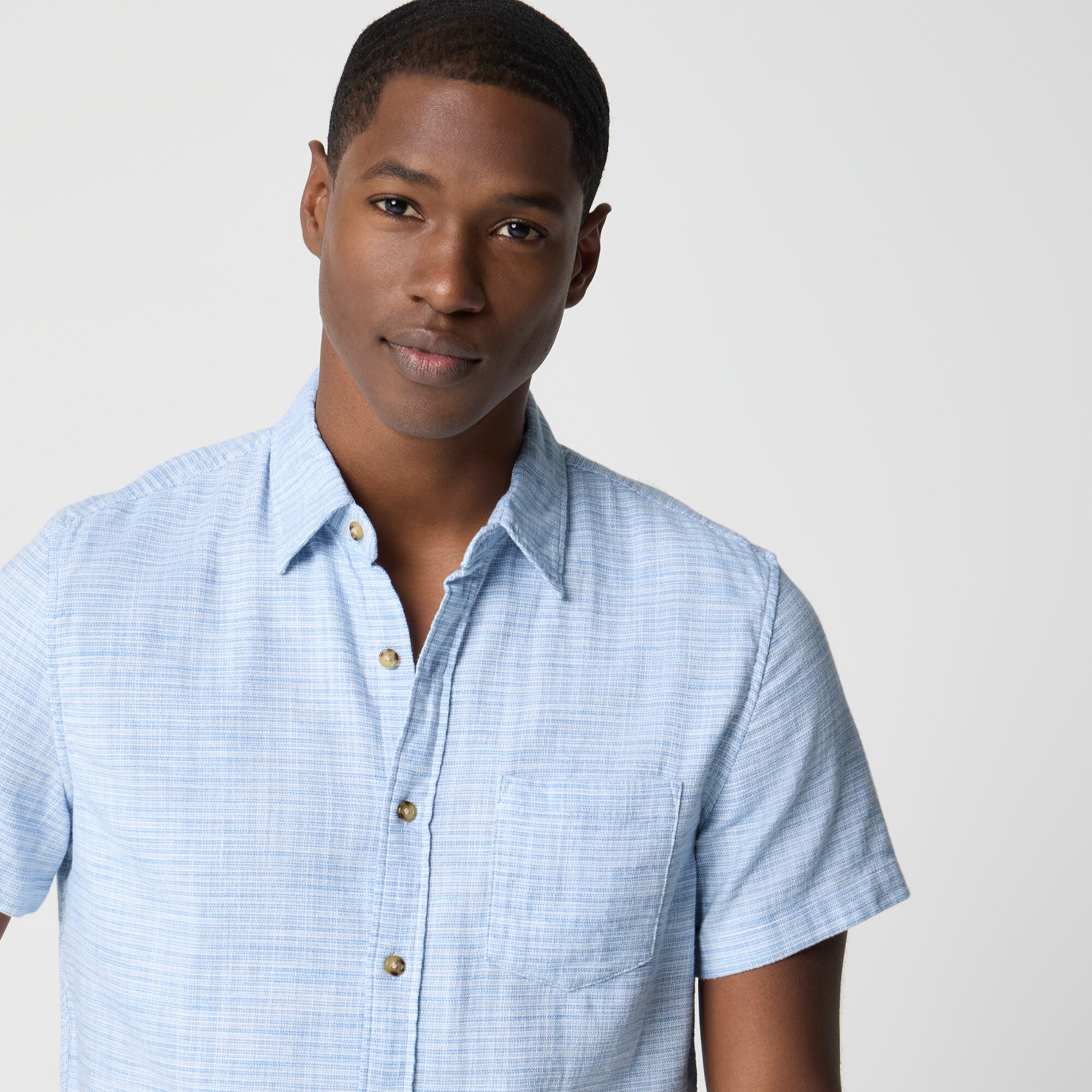 Short-sleeve slub dobby shirt