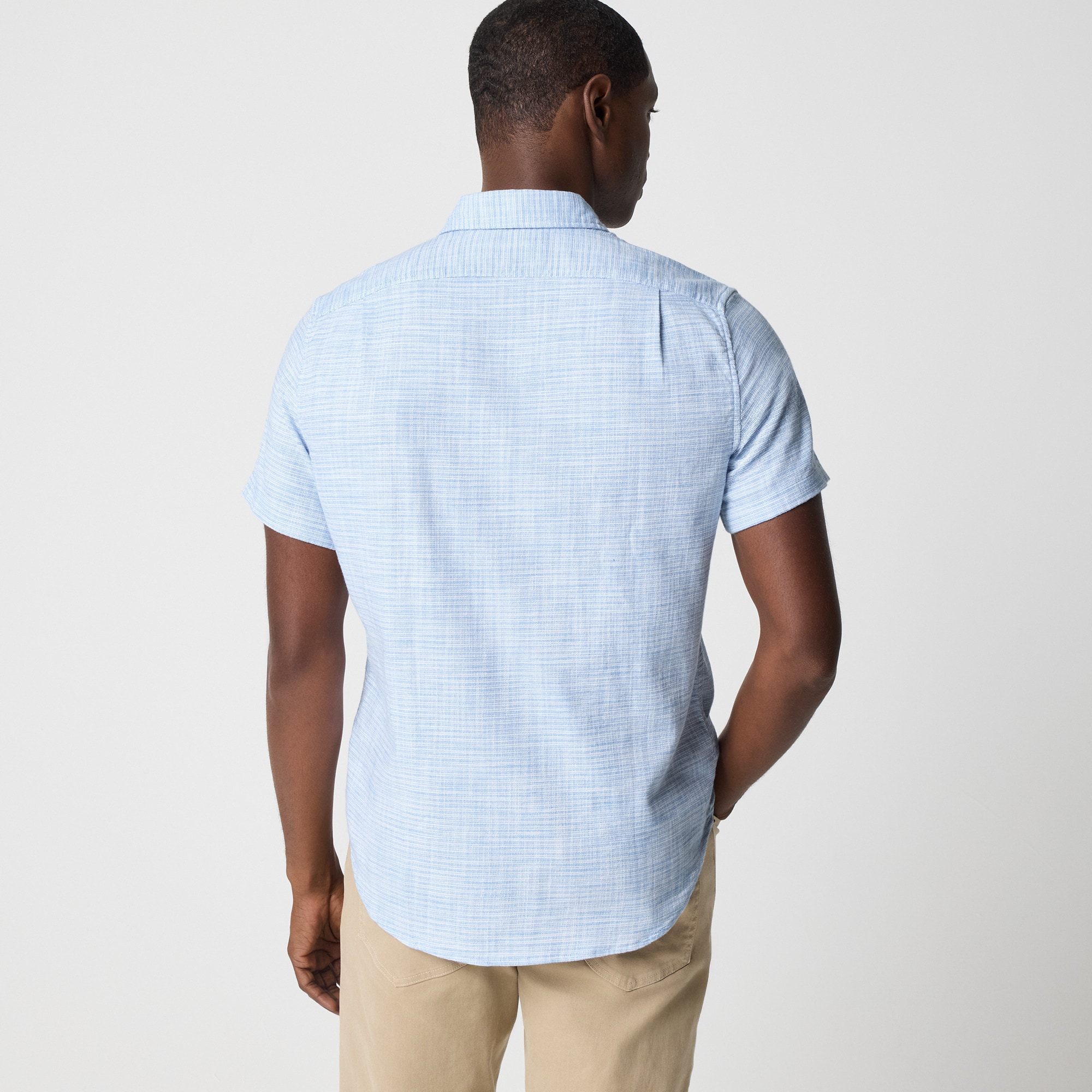 Short-sleeve slub dobby shirt