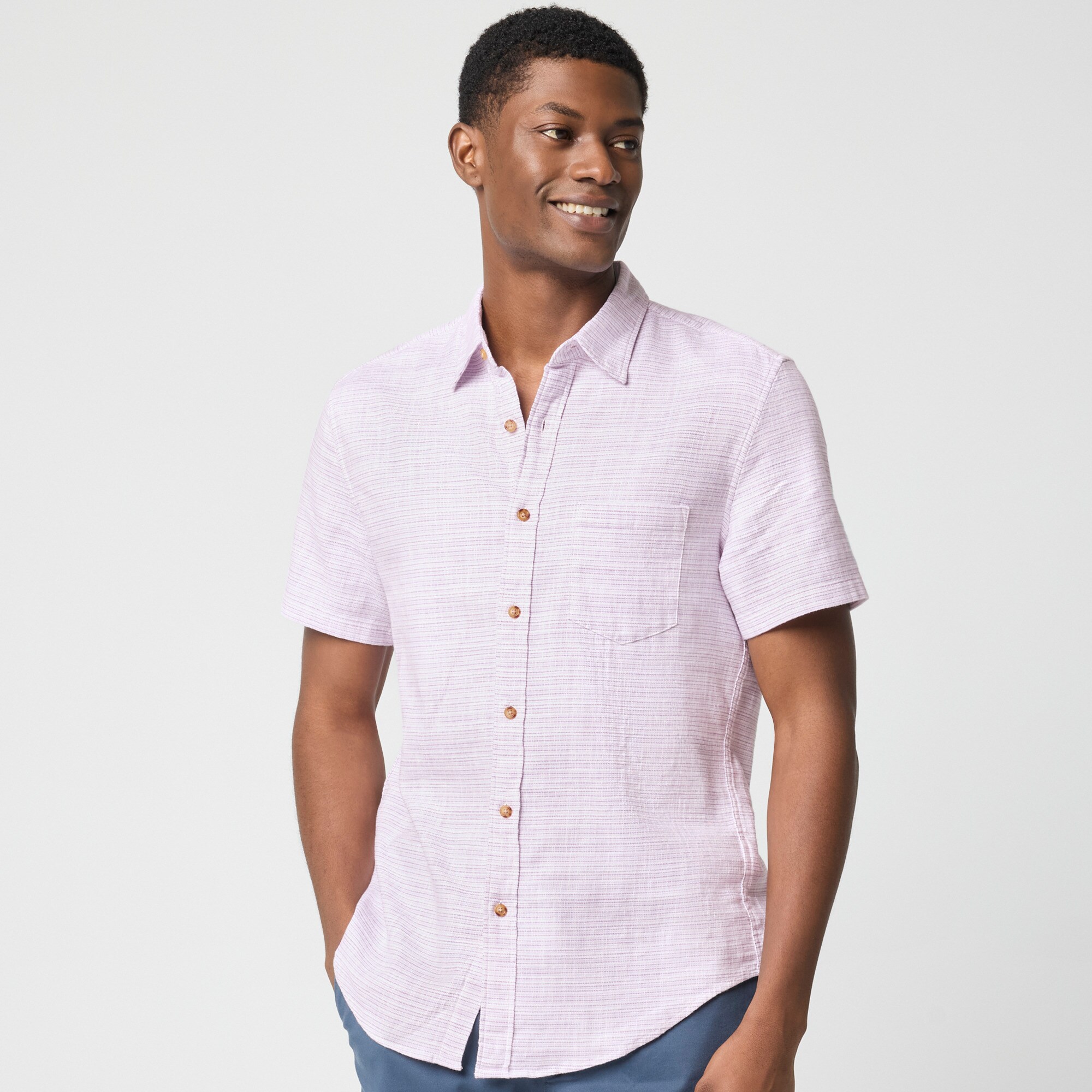 mens Short-sleeve slub dobby shirt
