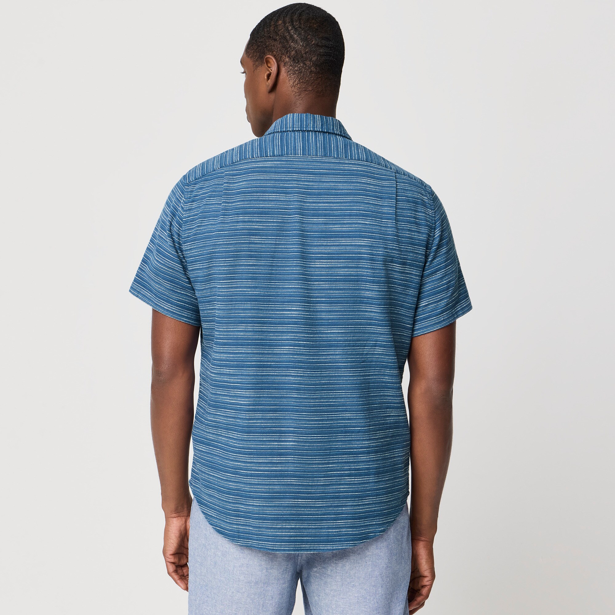 Short-sleeve slub dobby shirt