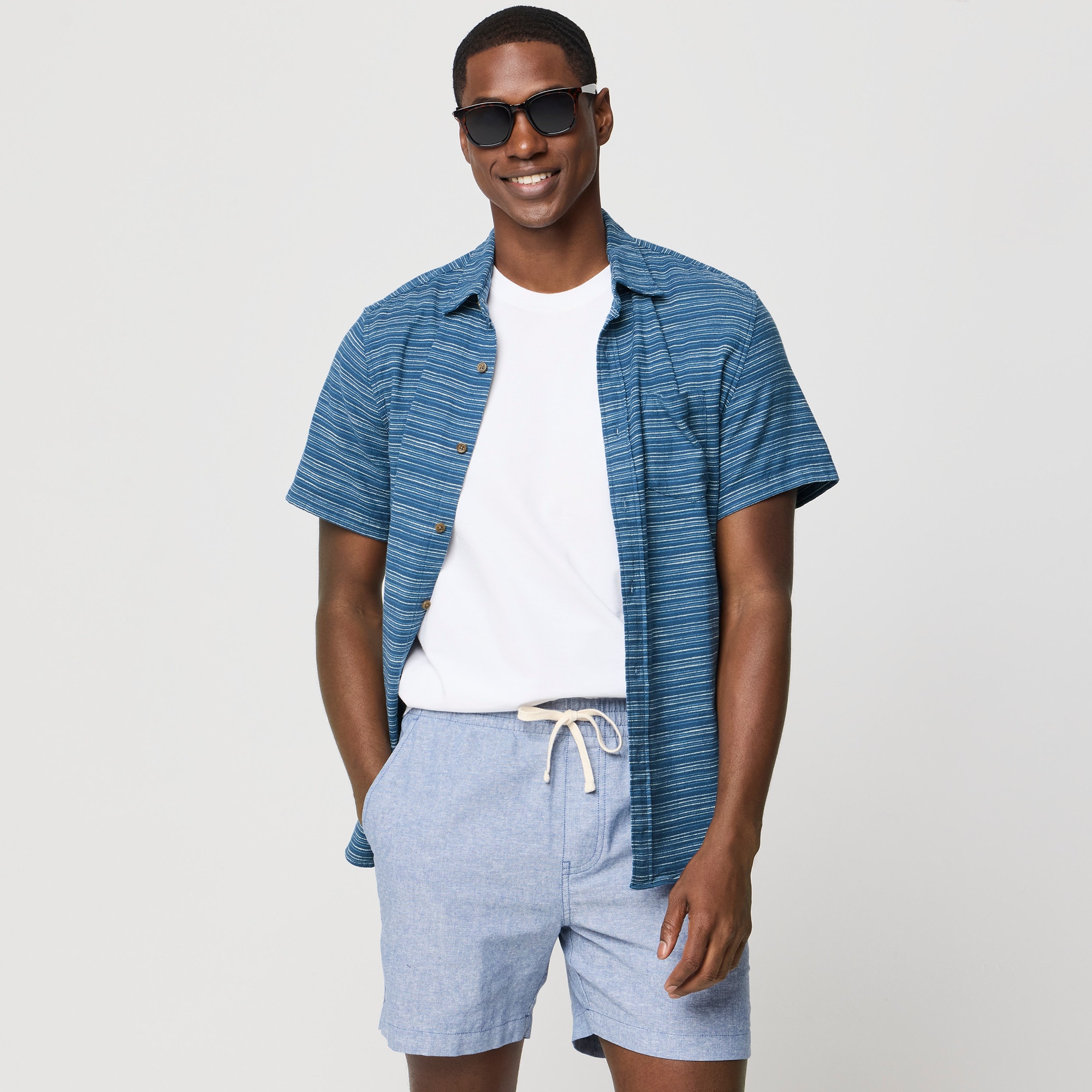 Short-sleeve slub dobby shirt