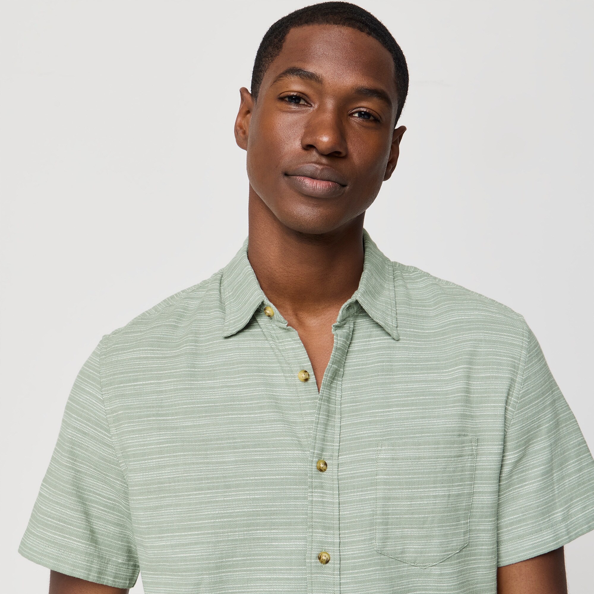 Short-sleeve slub dobby shirt