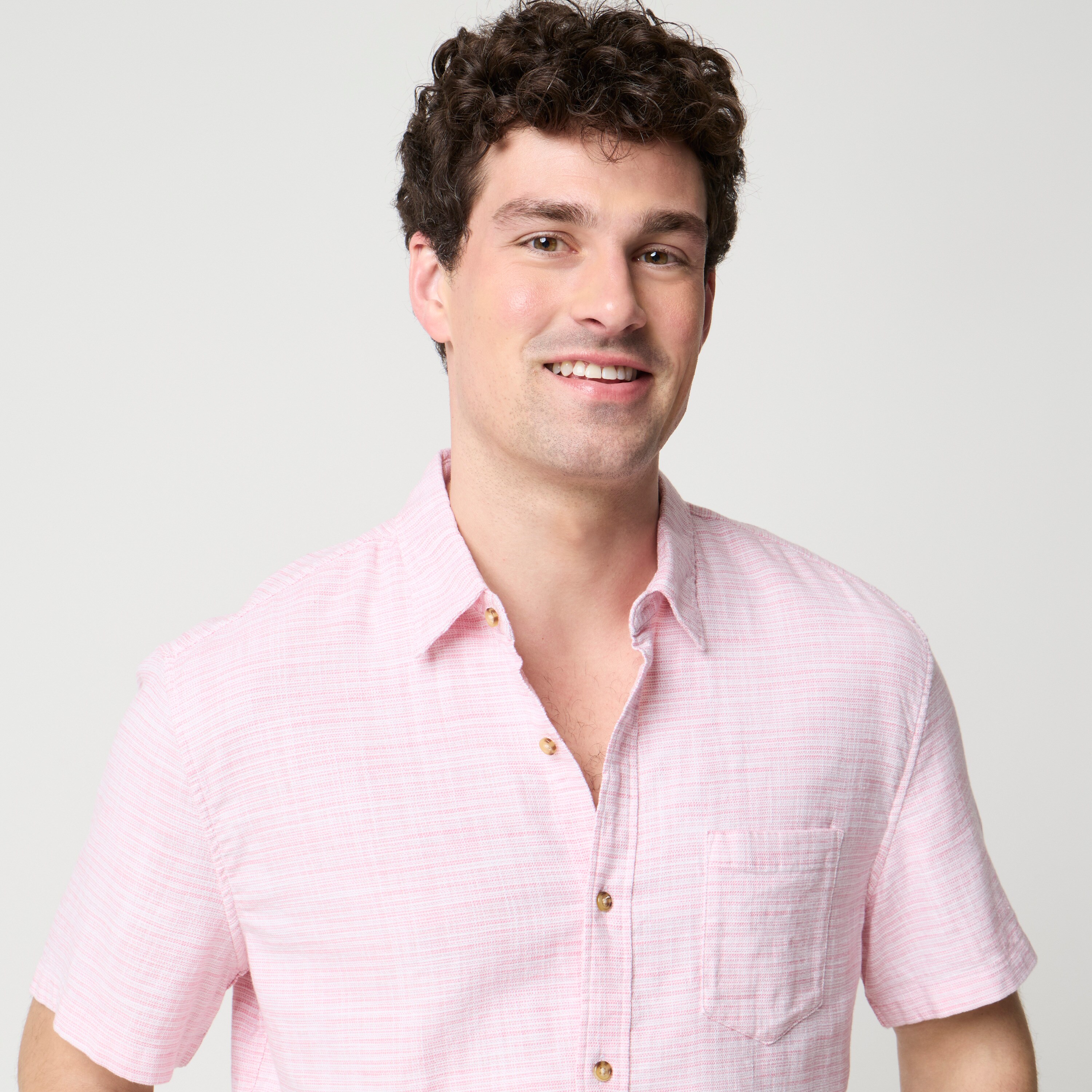 Short-sleeve slub dobby shirt