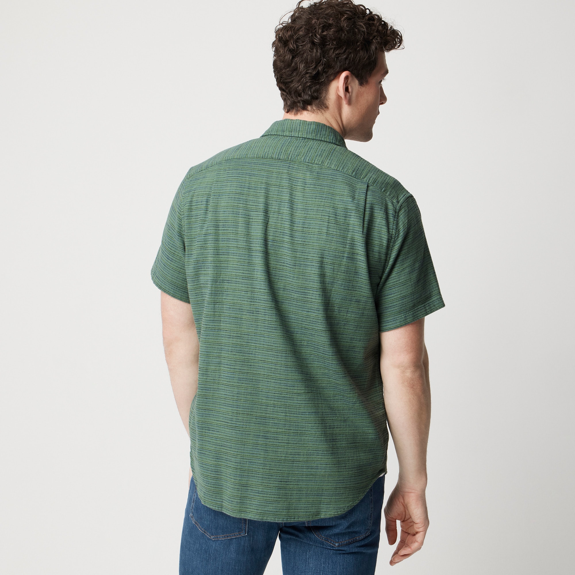 Short-sleeve slub dobby shirt