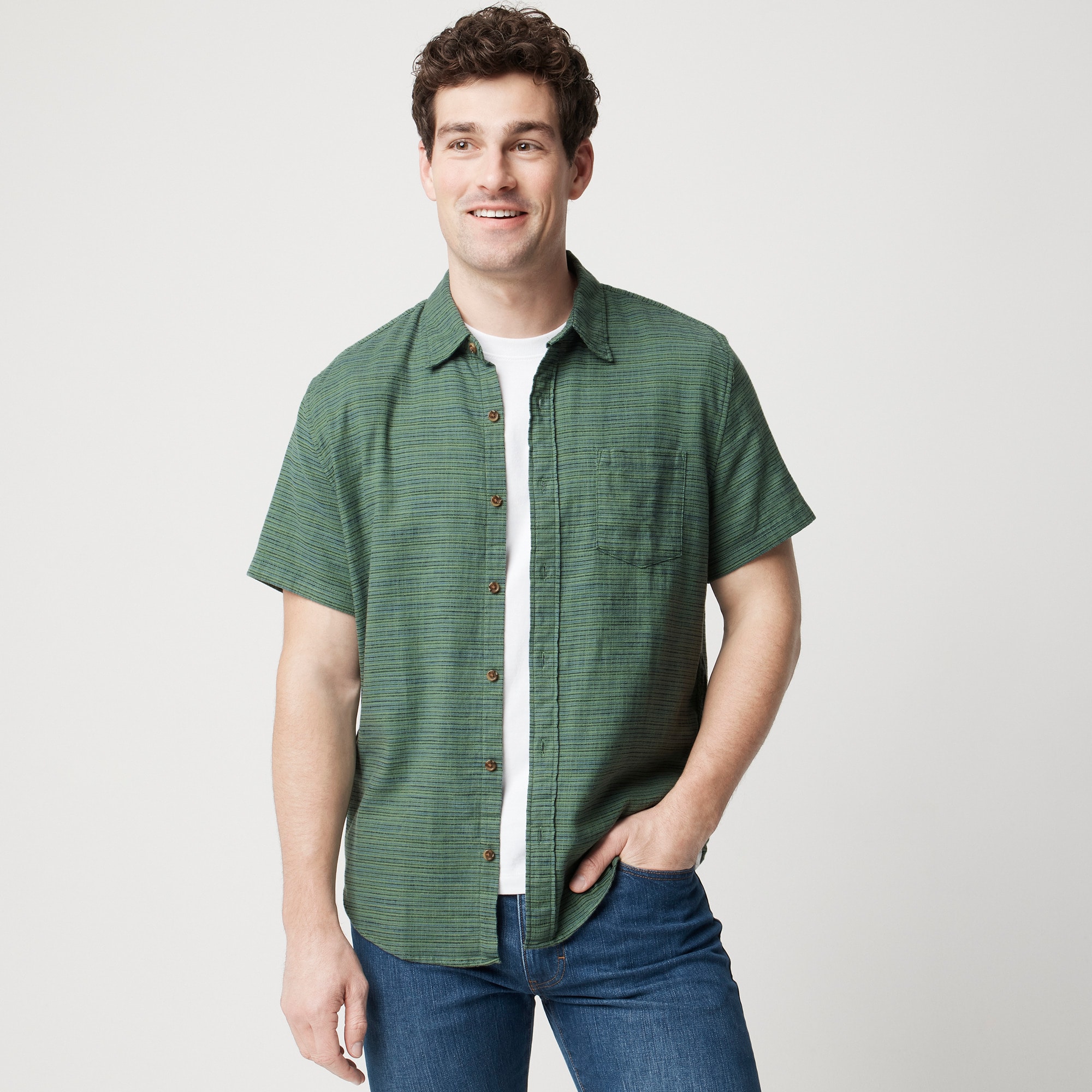  Short-sleeve slub dobby shirt