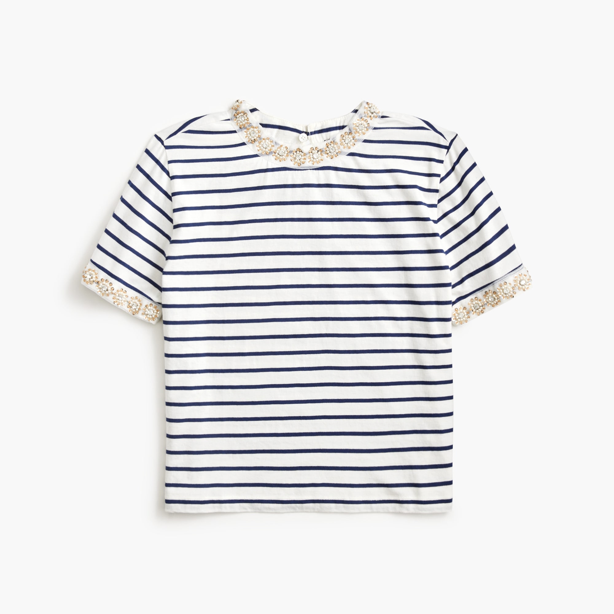 Striped Embellished-trim Tee For Women | Factory