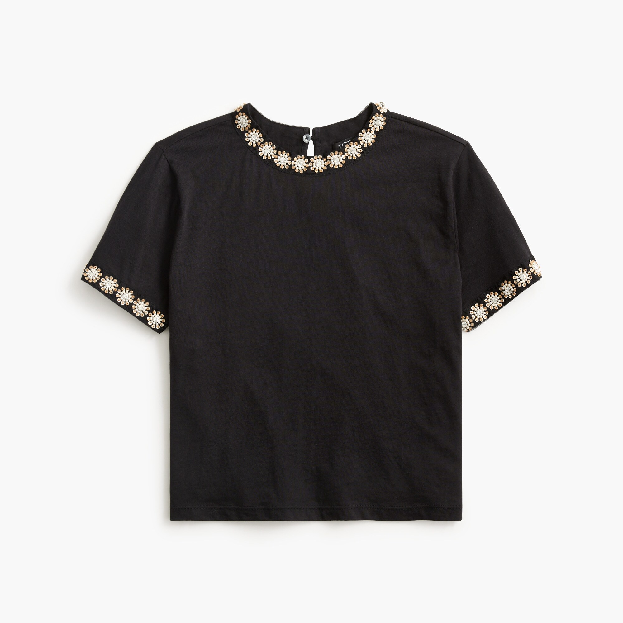 Embellished-trim tee