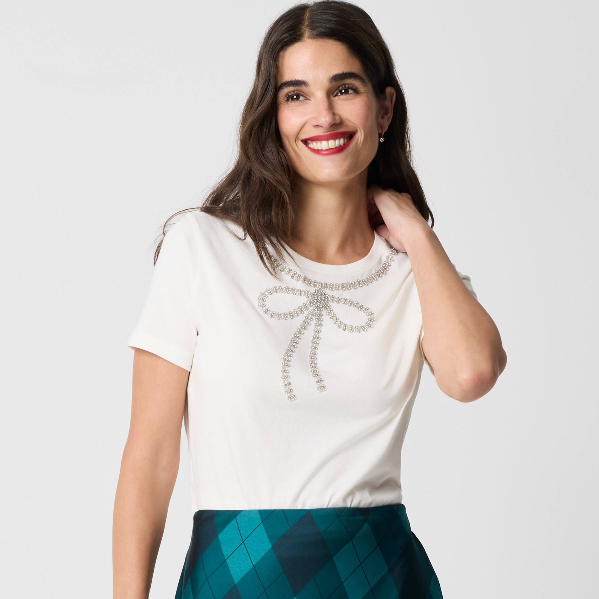Embellished bow tee