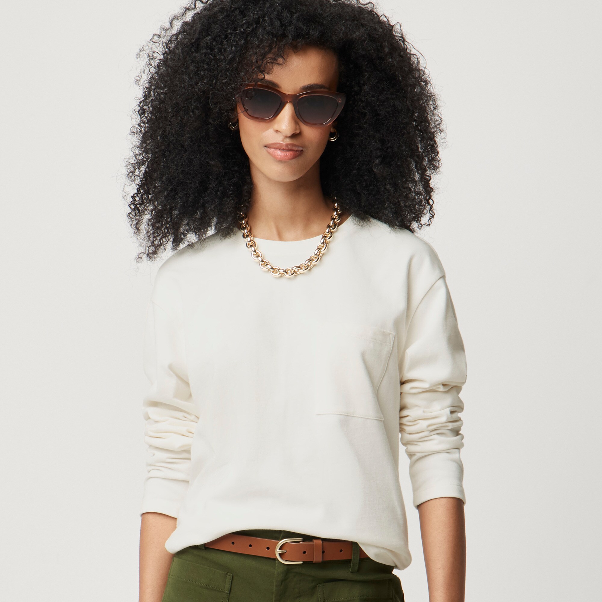 womens Long-sleeve pocket tee