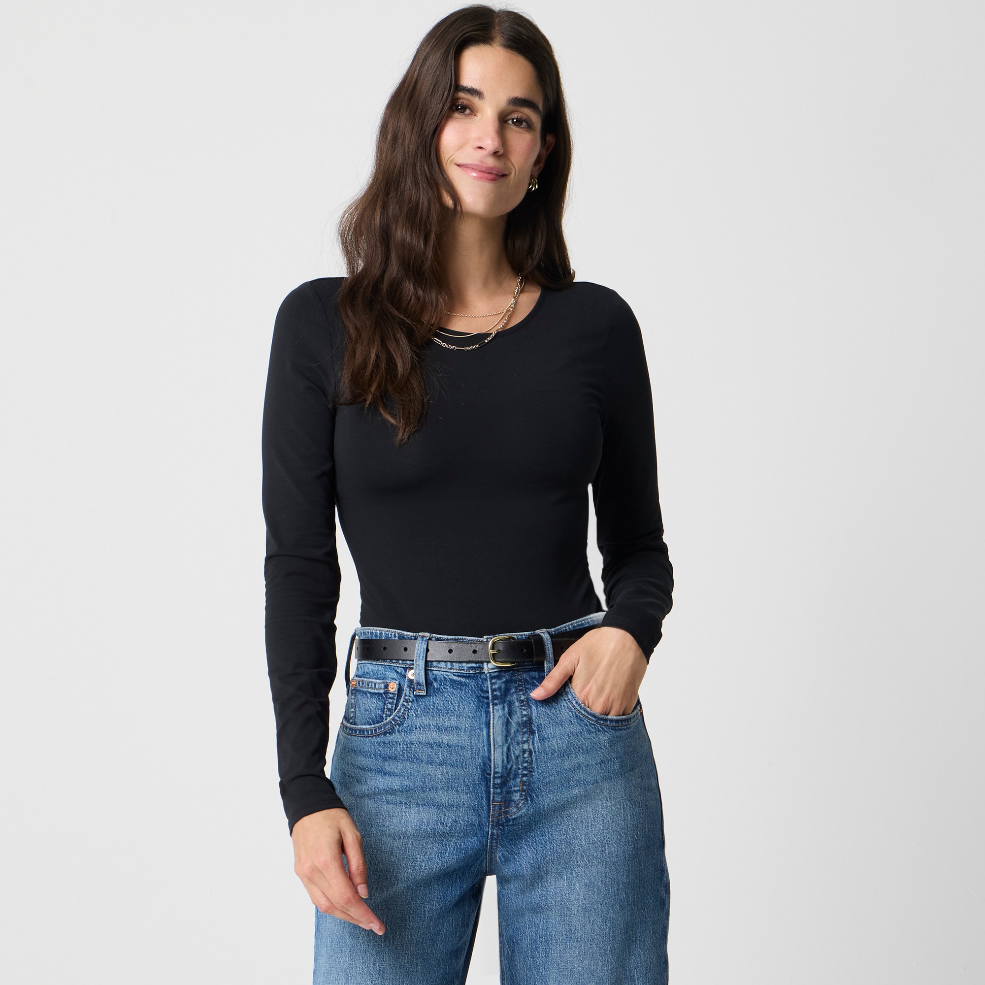 womens Long-sleeve stretch cotton-blend bodysuit