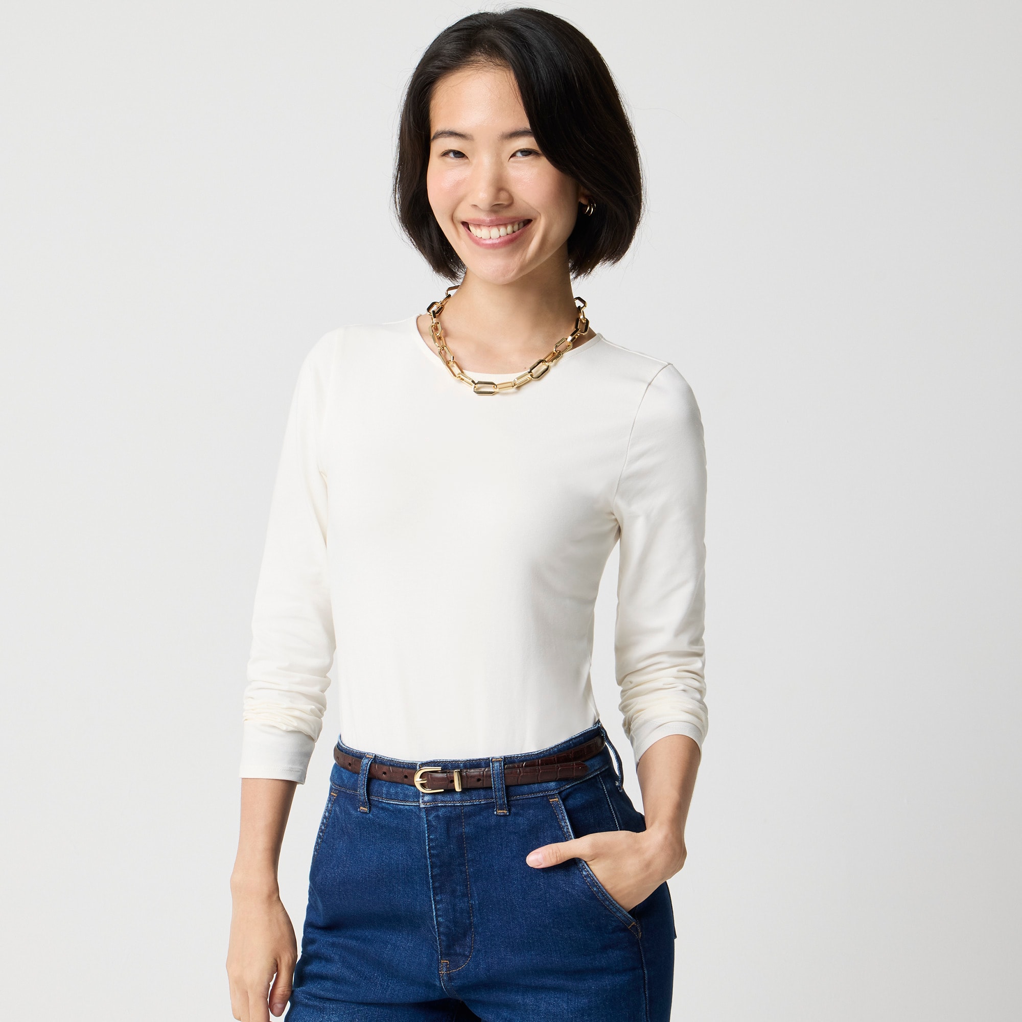 womens Long-sleeve stretch cotton-blend bodysuit