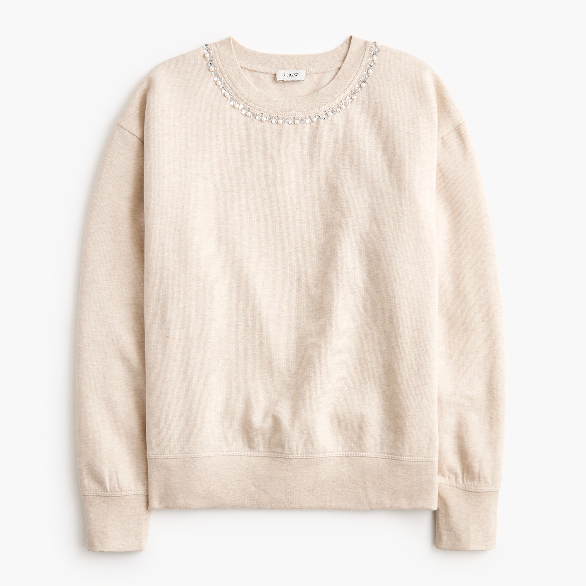 Embellished-neckline sweatshirt