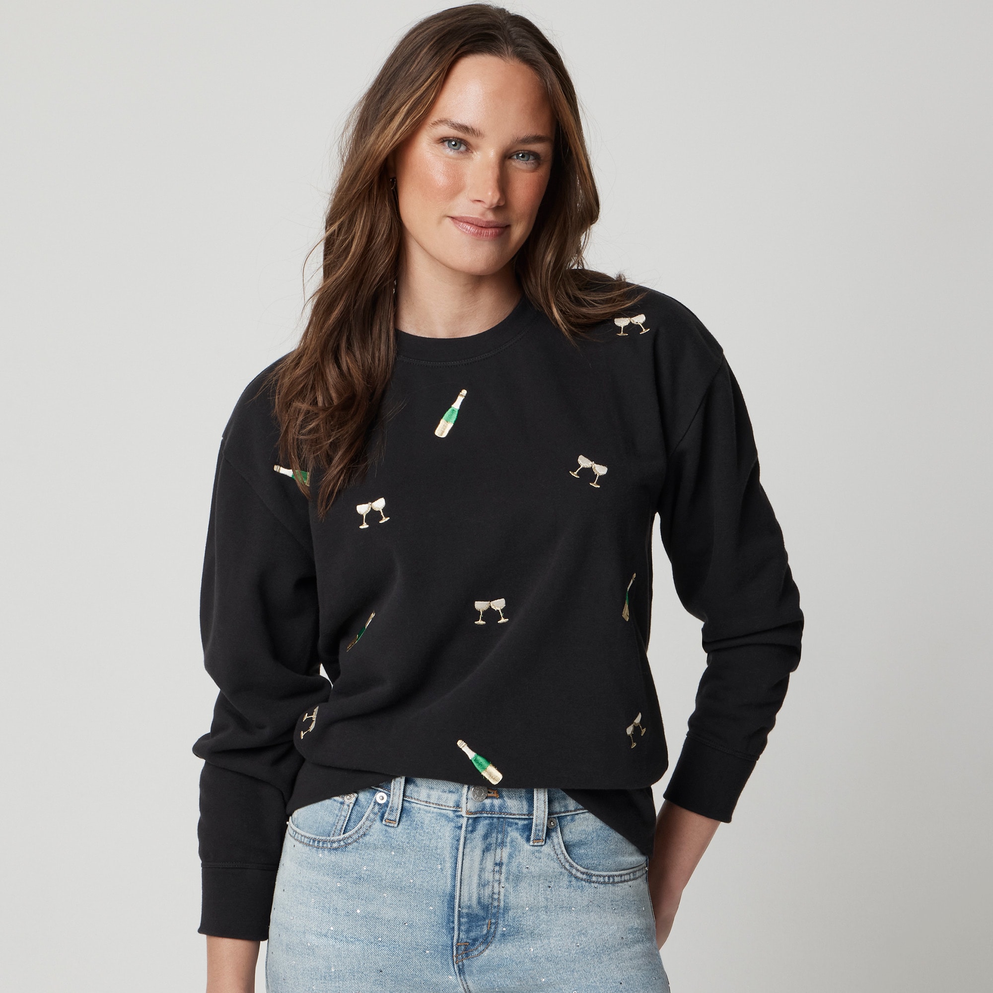 Party drinks embroidered sweatshirt