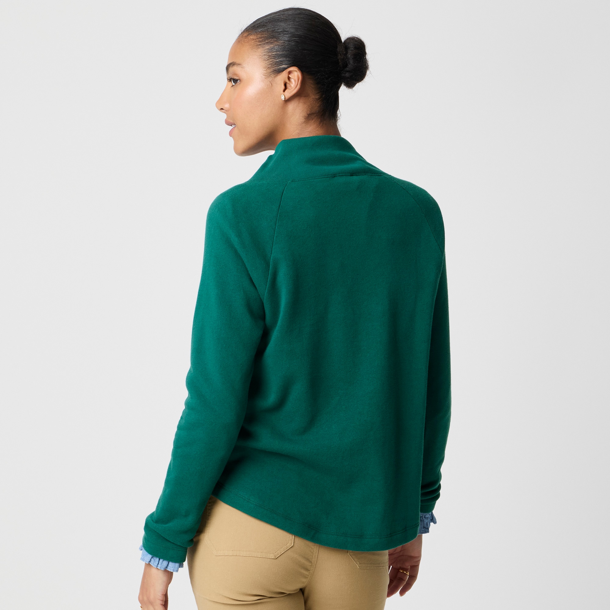 Jewel-button mockneck pullover