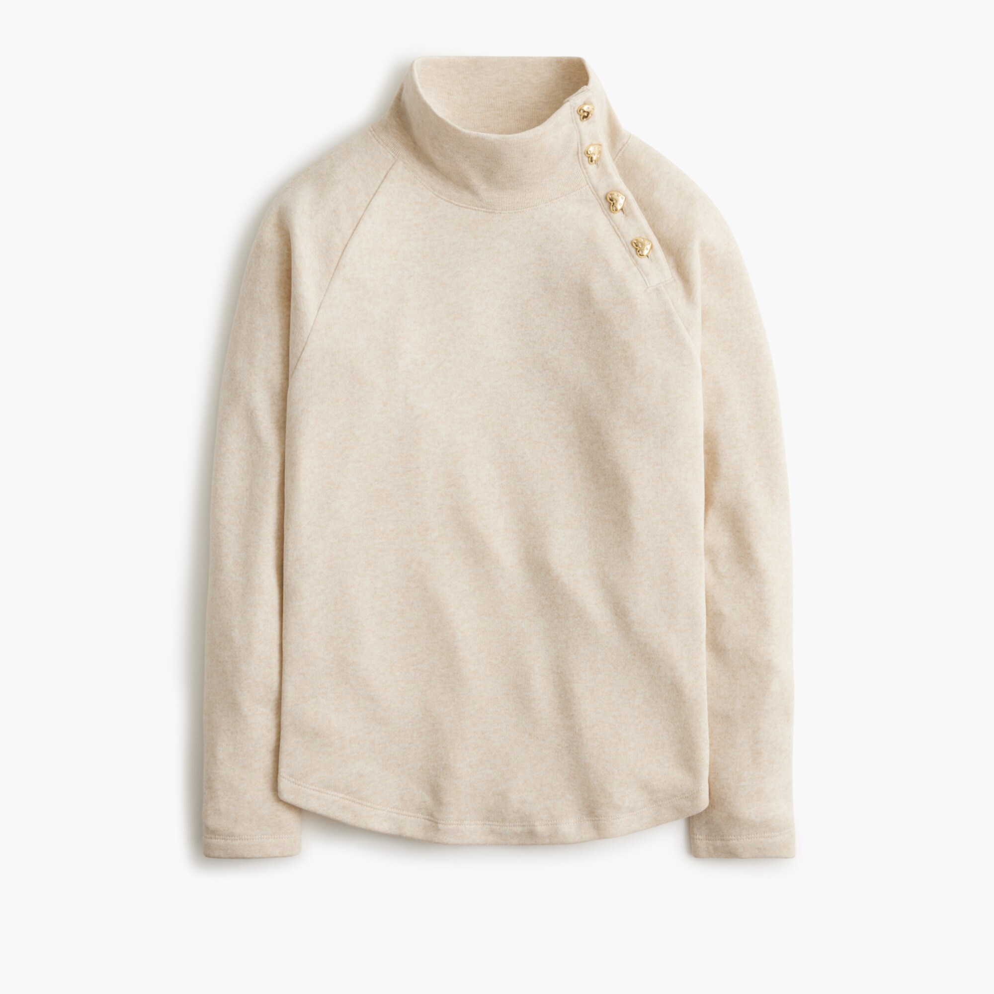  Heart-button mockneck pullover