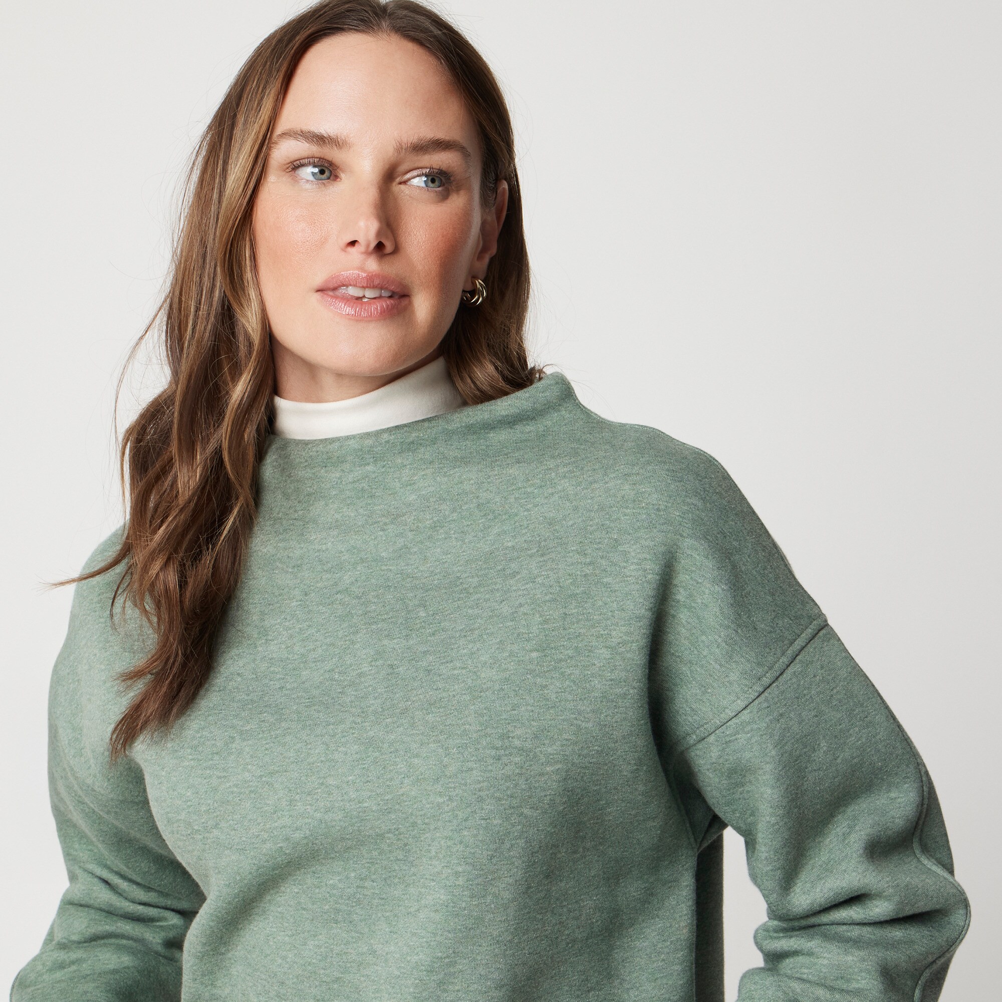 Fleece mockneck sweatshirt