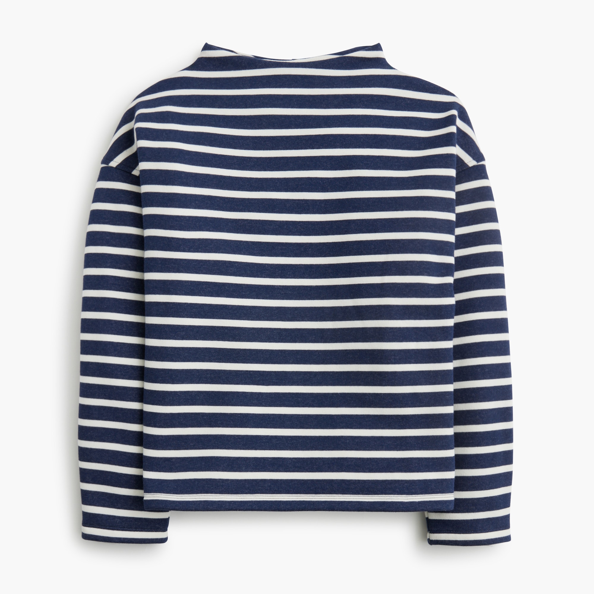 Striped fleece mockneck sweatshirt