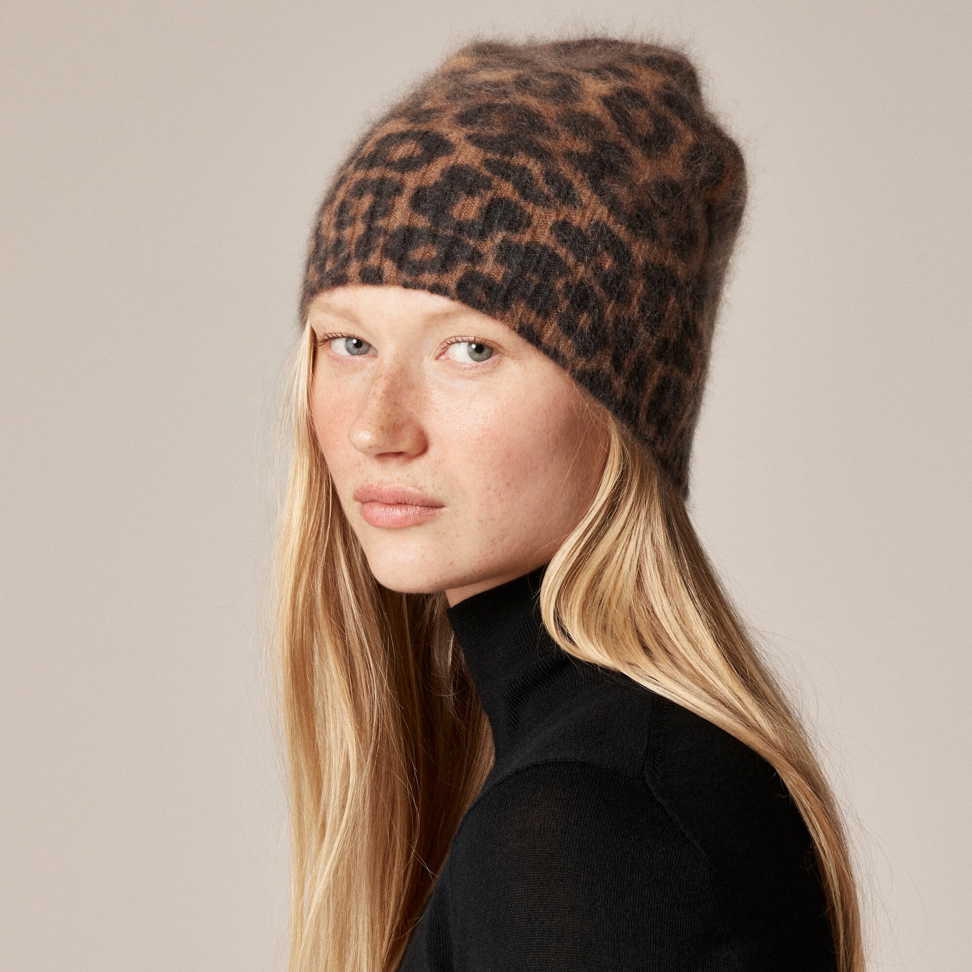 Brushed Cashmere Beanie In Leopard Print For Women | J.Crew